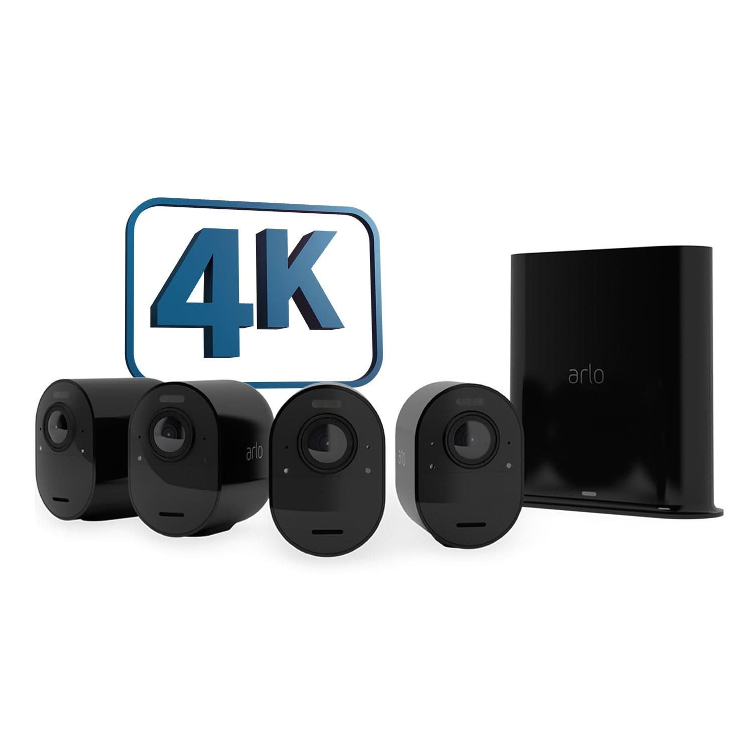 Arlo Ultra 2 Outdoor Security Camera 4-Pack (Black) - Weatherproof Wireless HD Video Surveillance for Home & Business Security