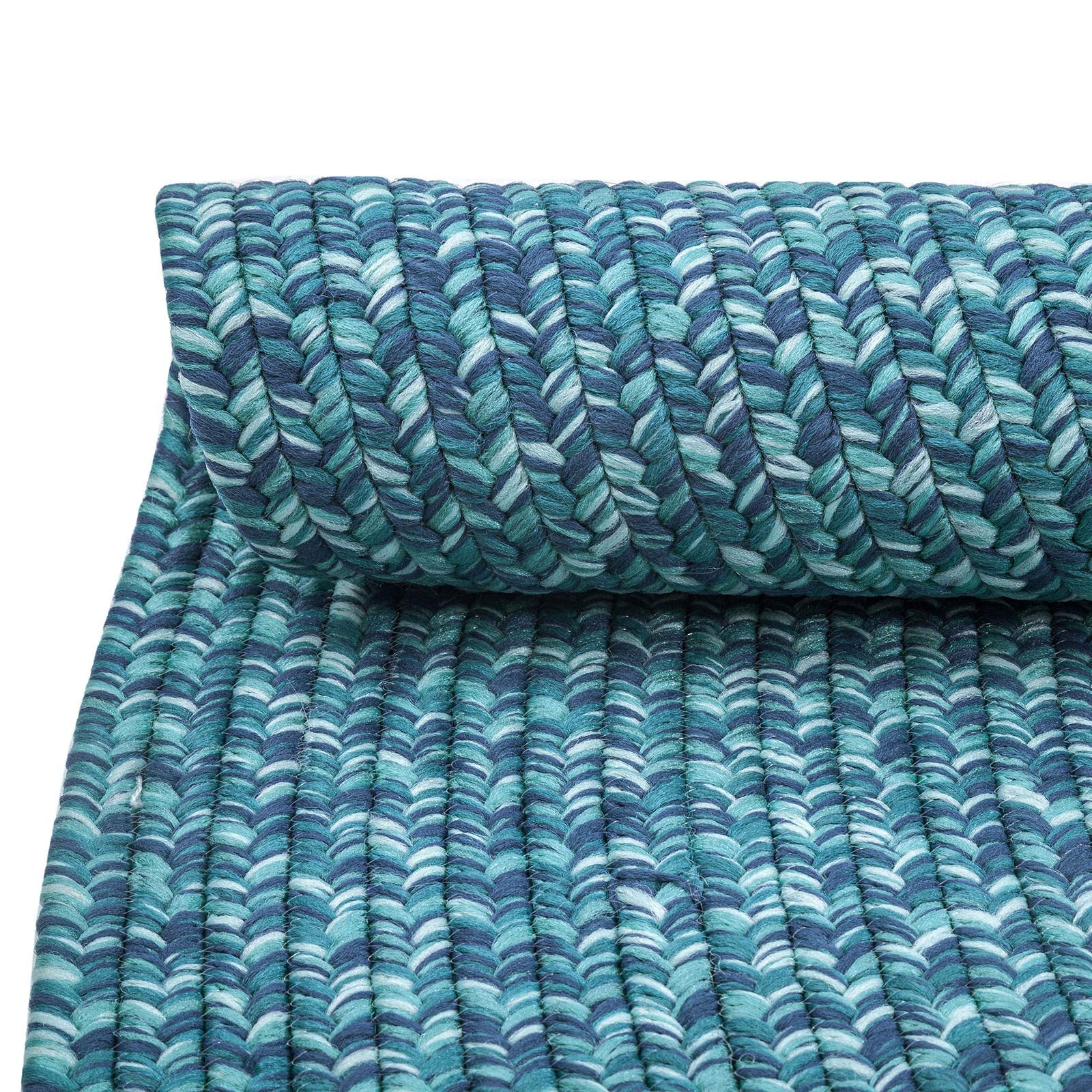 DECOMALL Azure Braided Indoor Outdoor Area Rugs - 8' x 10' Oval Non-Slip Rug for Patio, Living Room, Bedroom - Waterproof & Durable Blue Decorative Rug for Home & Garden