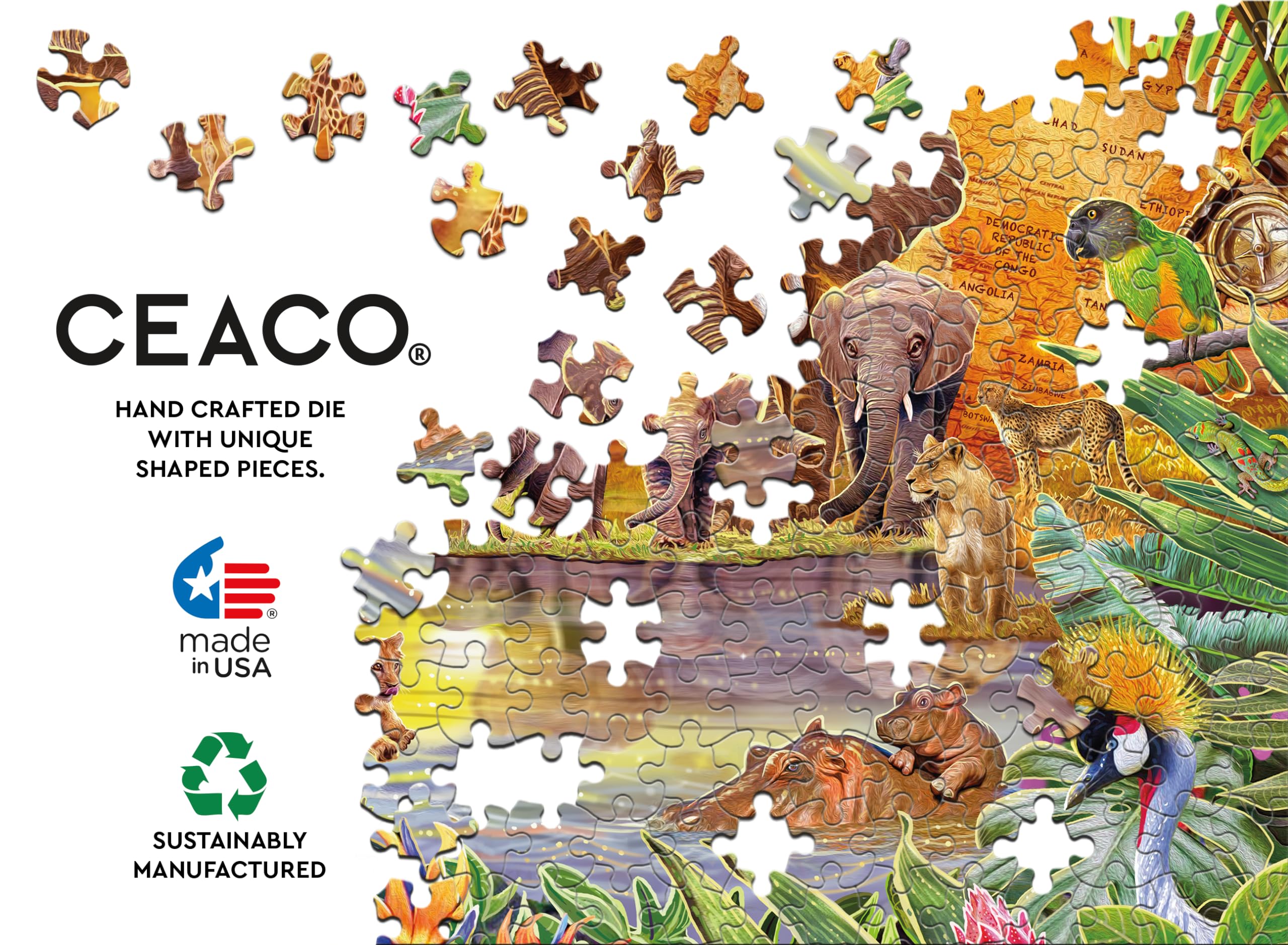 Ceaco 500 Piece Jigsaw Puzzle - Steve Sundram Watering Hole Foil Puzzle for Adults & Teens - Perfect for Family Game Nights, Stress Relief & Home Decor