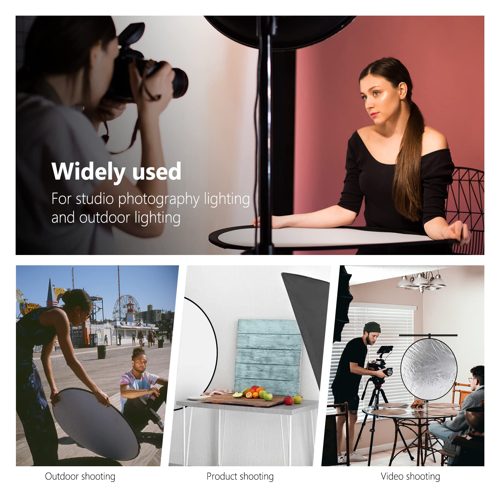 NEEWER 32 Inch/80cm 5-in-1 Collapsible Light Reflector Diffuser Disc Kit with Carry Bag - Translucent, Silver, Gold, White & Black for Studio Photography, Portrait Lighting, Outdoor Shooting and YouTube Videos
