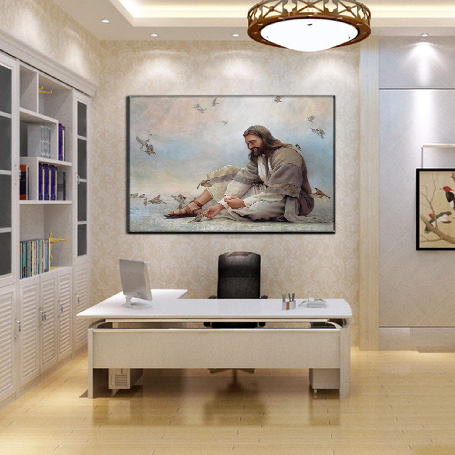 ZENDA Framed Jesus Picture - The Hand of God Wall Art for Home Decor, Ready to Hang Christian Religious Painting for Bedroom, Office & Church (12x16 Inch)