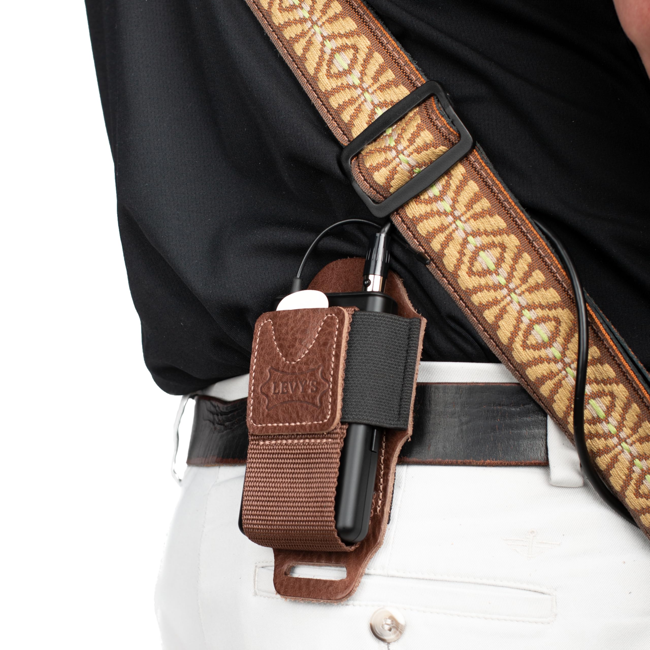 Levy's MM14 Wireless Pack Holder - Durable Brown Leather Phone Holster for iPhone & Android | Perfect for Work, Travel & Outdoor Adventures