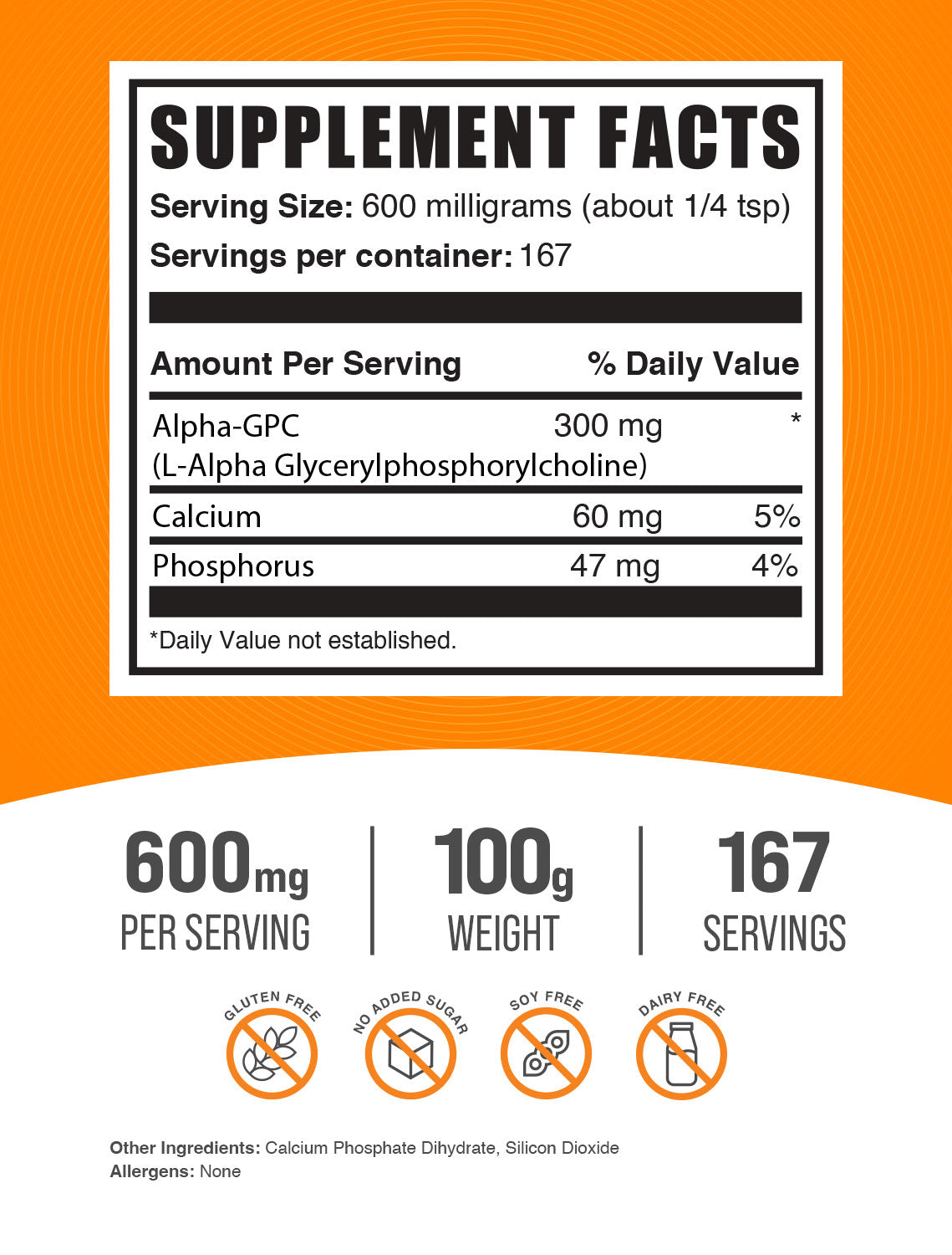 Best Alpha GPC Powder 600mg - Premium Choline Supplement for Brain Focus & Memory Support - Ideal for Nootropic Stacks, Cognitive Enhancement & Workout Recovery
