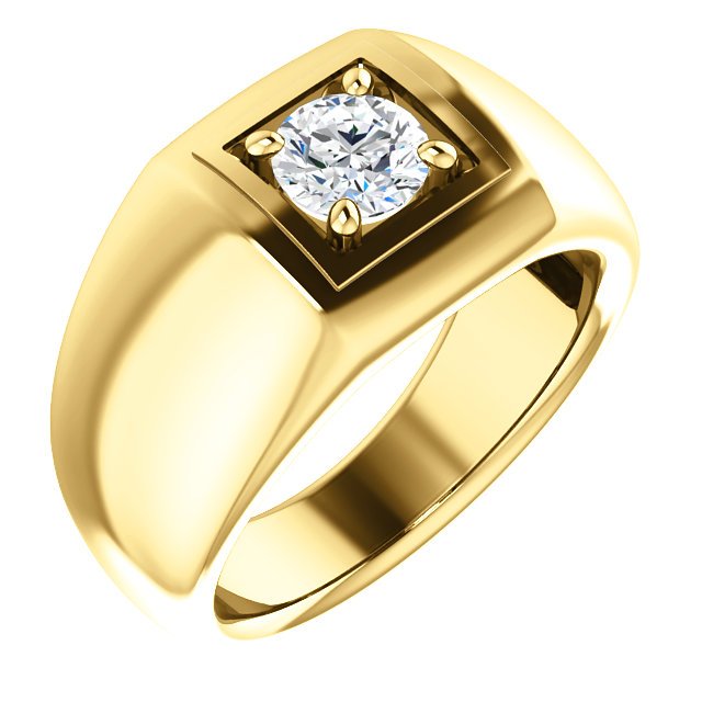 14KT Gold 3/4 Carat Round Diamond Solitaire Ring for Men - Perfect for Engagement, Wedding & Anniversary Gifts