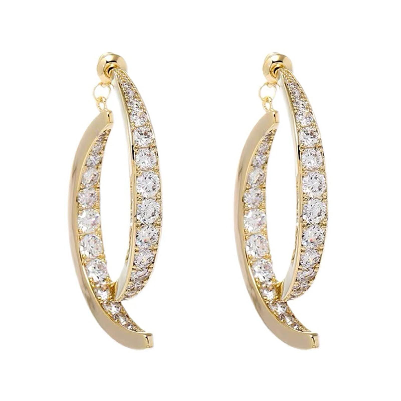 Sparkling Cross Dangle Earrings - Lightweight Curved Jewelry for Women | Perfect for Banquets, Parties & Special Occasions