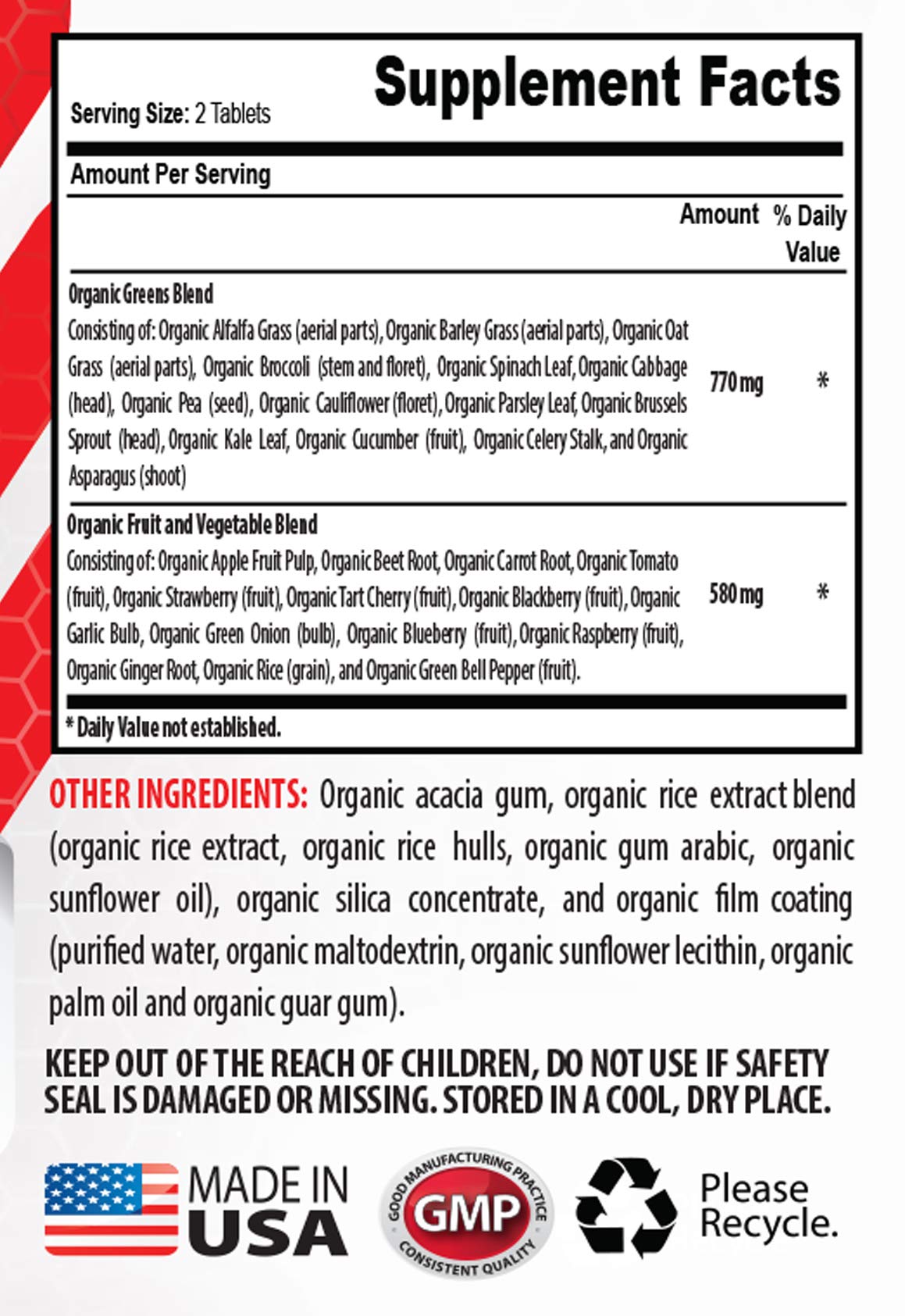 Organic Immune Support Vitamins for Men - Super Greens Complex with Veggies, Fruits & Antioxidants - Strawberry Flavor Supplement (120 Tablets, 2 Bottles) - Daily Wellness Booster for Active Lifestyles & Immune Defense