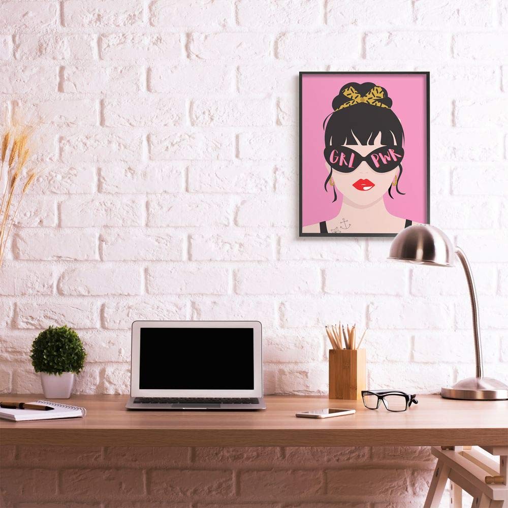 Stupell Industries Punk Rock Fashion Girl Power Phrase Pop Art Wall Decor - 24x30 Inches Pink Canvas Print - Perfect for Bedroom, Living Room & Teen Girl Room Decor