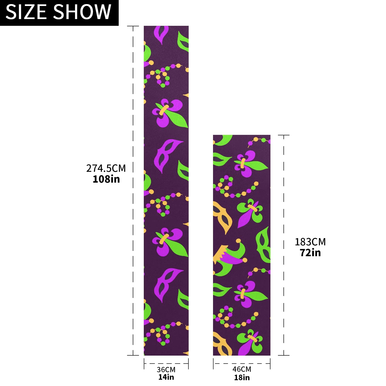 Emelivor 108-inch Mardi Gras Hats & Lilies Table Runner - Elegant Dining Table Decor for Christmas, Fall, Farmhouse Kitchen | Perfect for Holiday Parties, Buffets & Dining Room Centerpieces