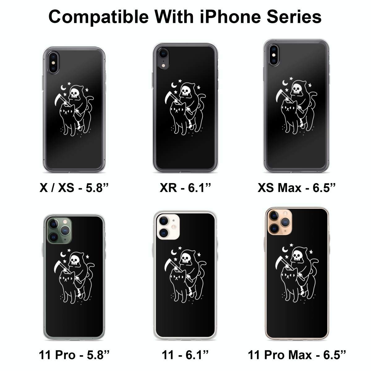 Death Rides A Black Cat iPhone Case for iPhone 15/14/13/12/11/X/Xs/Xr/8/7/6/6s Plus Pro Max - Gothic Horror Protective Cover for Daily Use, Work & Travel