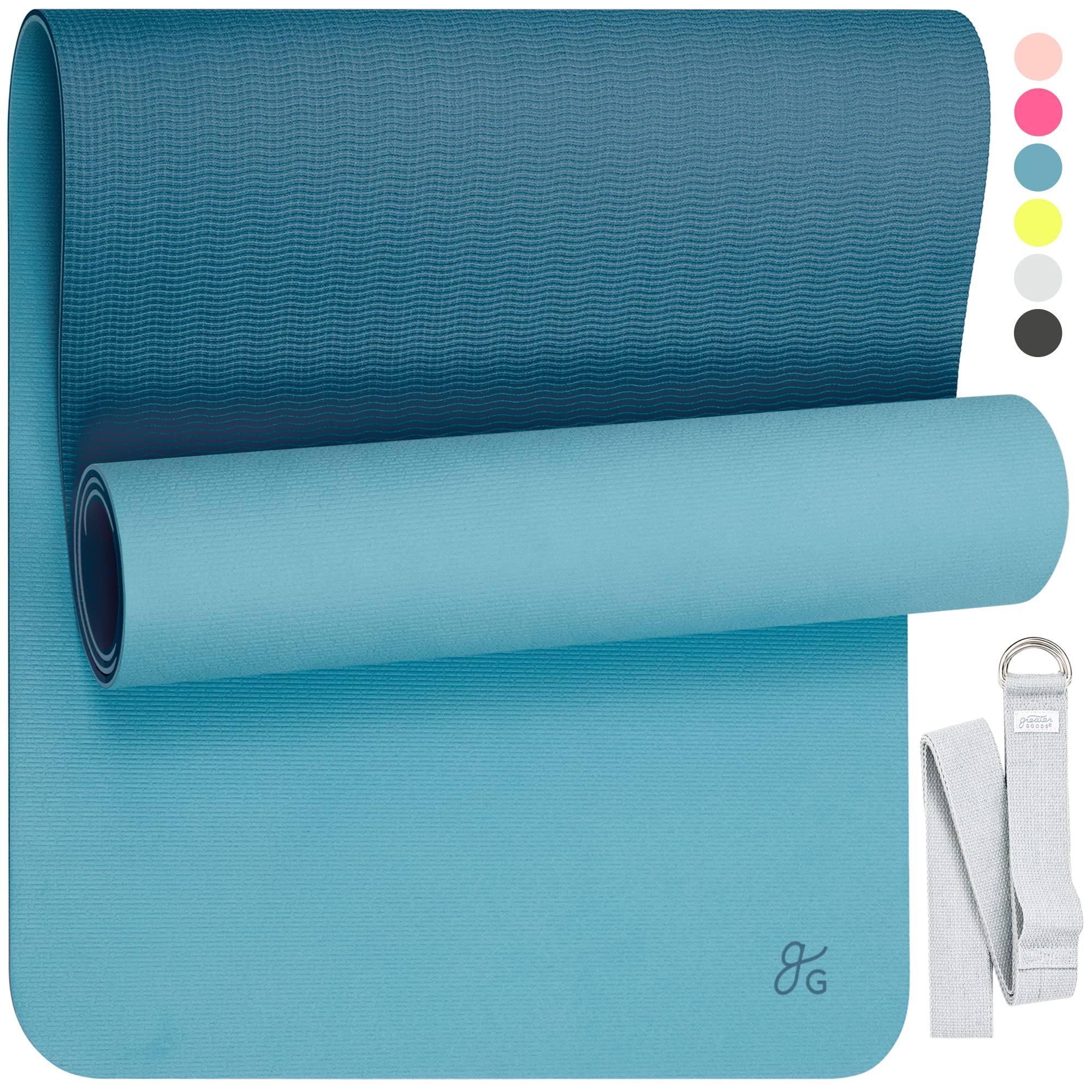 Greater Goods Professional Yoga Mat for Fitness, Balance & Stability - Non-Slip Exercise Mat with Carrying Strap | Perfect for Home Workouts, Yoga Studios & Gym Sessions
