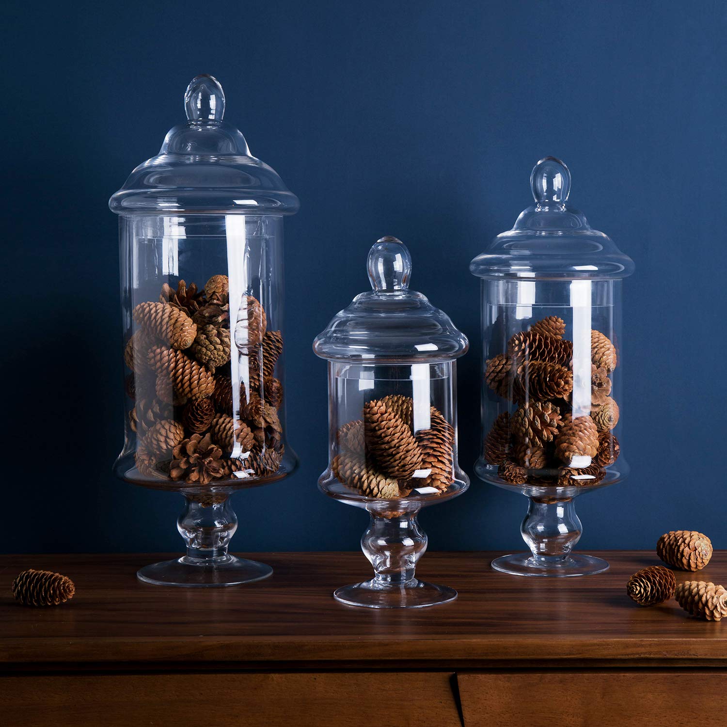 Elegant Diamond Star Apothecary Glass Candy Jar with Lid - 12