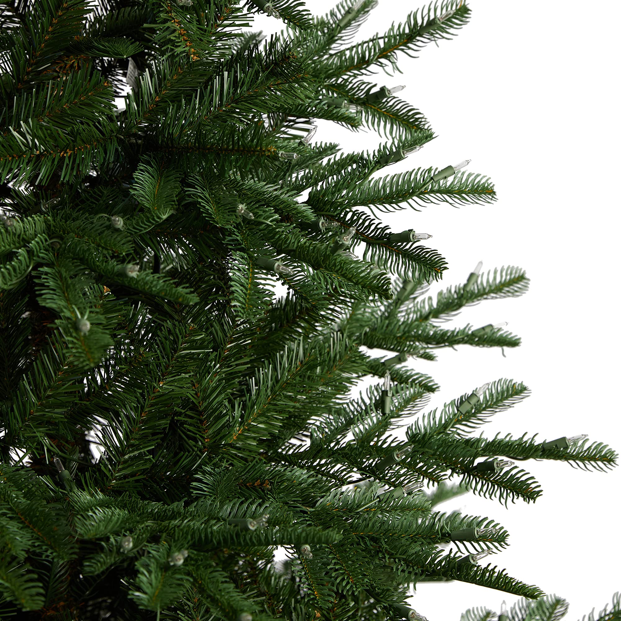 Nearly Natural 8ft Pre-Lit Artificial Christmas Tree - 650 Clear LED Lights & 1561 Bendable Branches | Realistic Washington Spruce Design for Holiday Home Decor, Office & Party Decoration