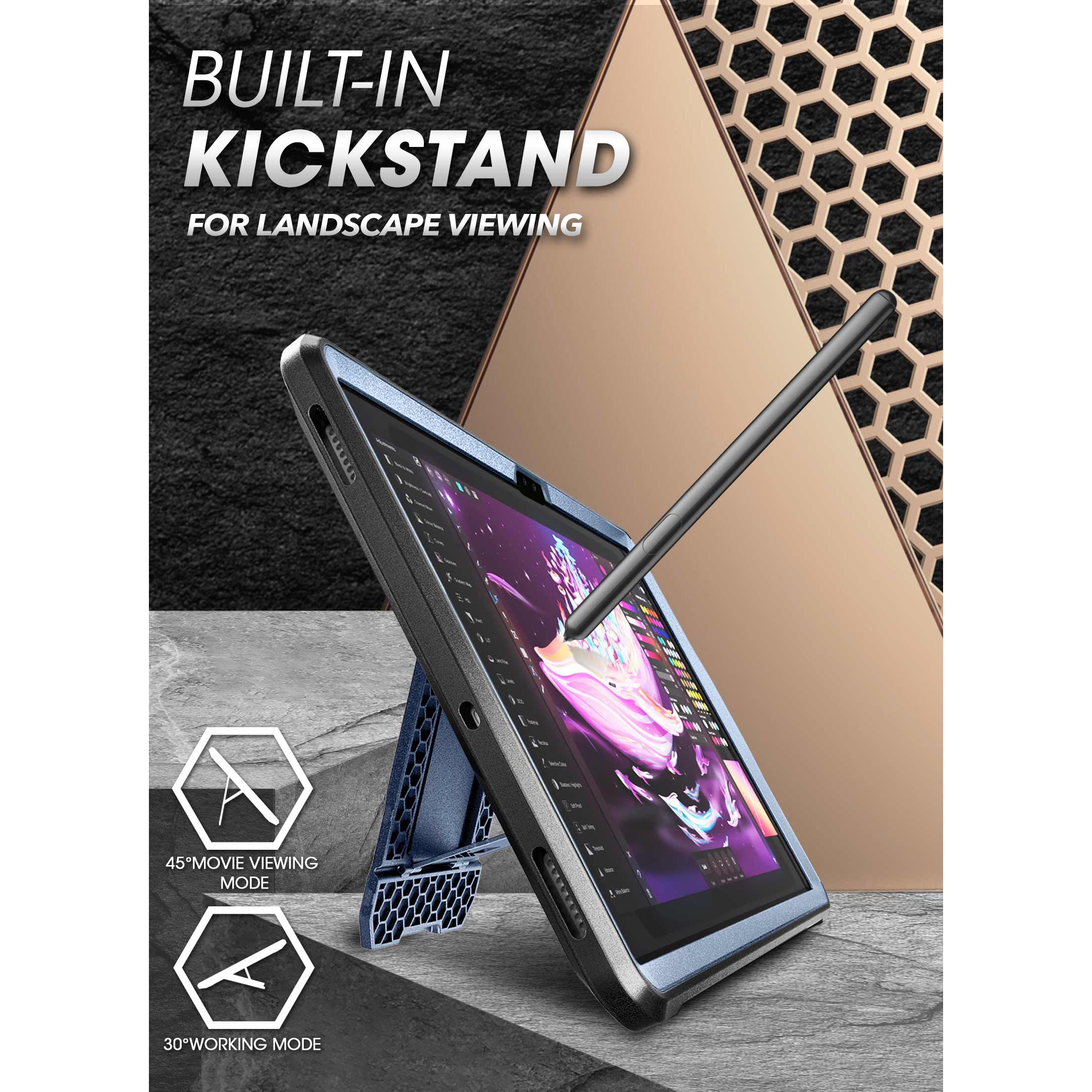Samsung Galaxy Tab S8 Ultra (2022) Shockproof Rugged Case - Unicorn Beetle Pro Series, Metallic Blue Protective Cover for Work, Travel & Outdoor Use