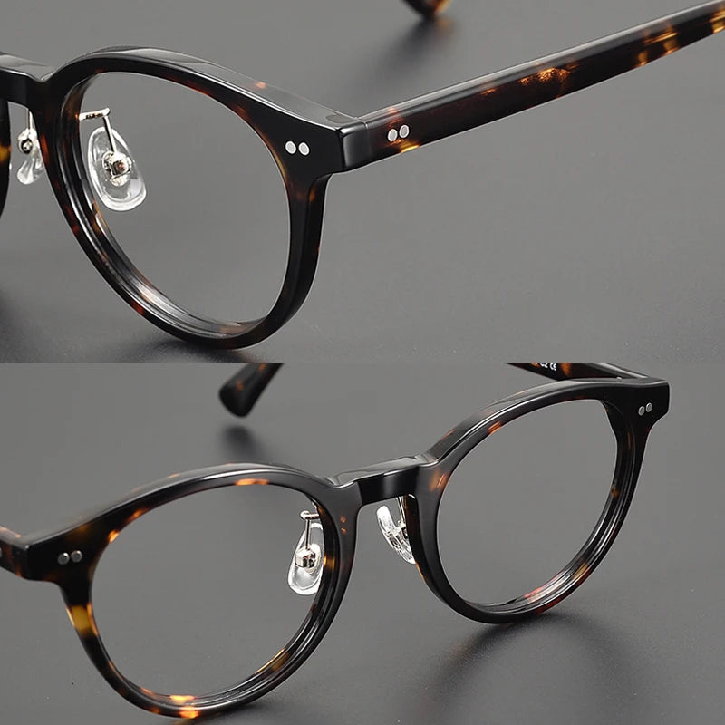 Stylish Black Acetate Unisex Round Full-Rim Eyeglasses 98615 - Perfect for Work, Reading & Fashion Accessories