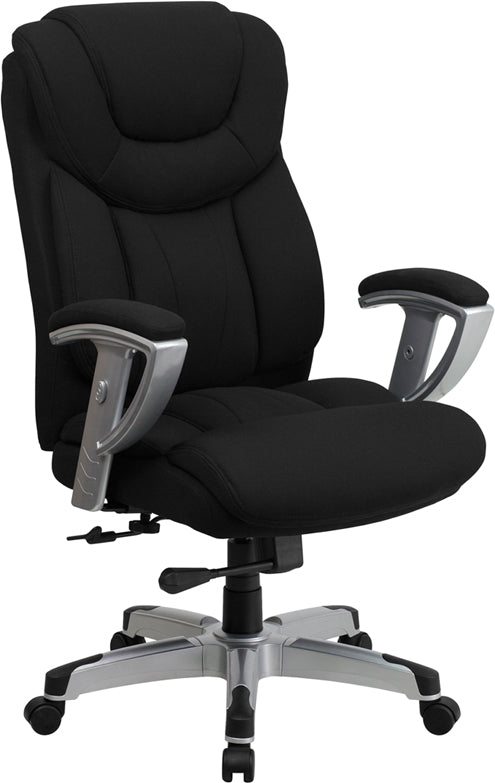 HERCULES Series Big & Tall 400 lb. Capacity Black LeatherSoft Executive Ergonomic Office Chair with Silver Adjustable Arms - Perfect for Home Office, Gaming, and Professional Workspaces