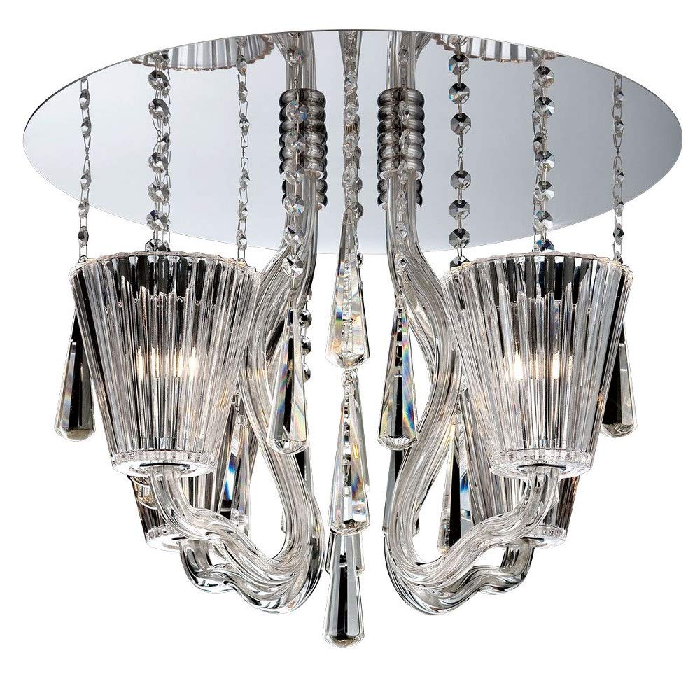 Bailey Street Home 14.5 Inch Traditional 4-Light Flushmount Ceiling Light - Chrome Finish with Clear Glass Shade - Modern Lighting for Bedroom, Hallway or Dining Room (Model 79-BEL-1862841)