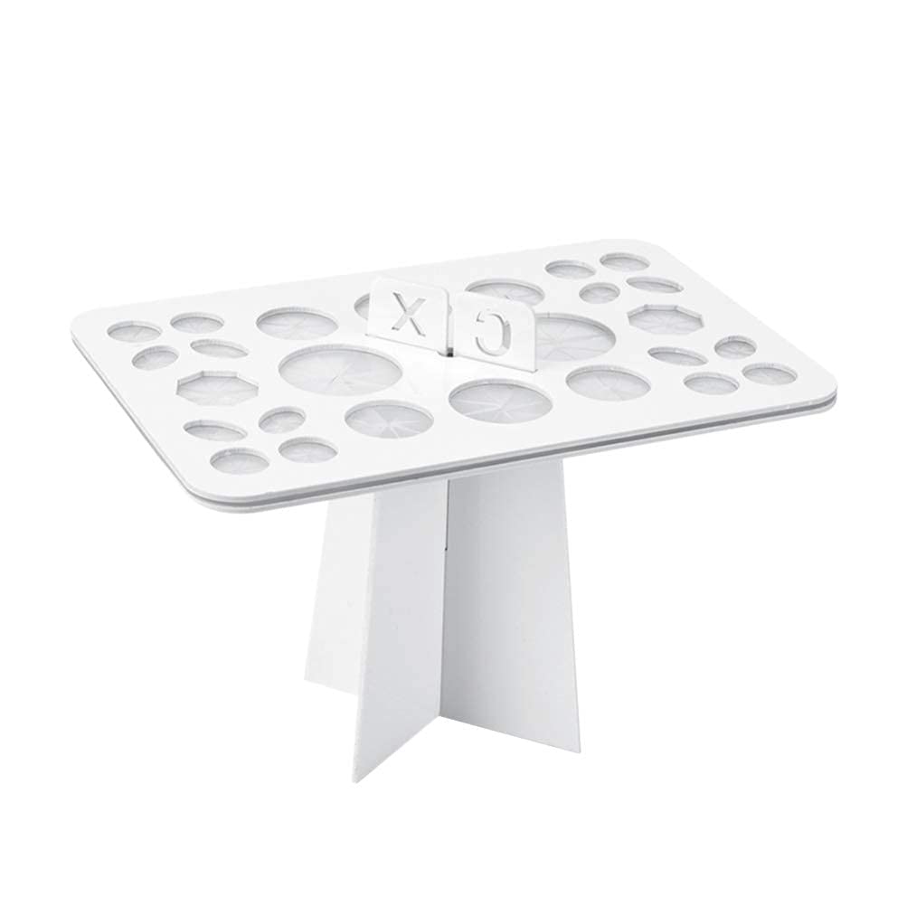 Collapsible 26-Hole Makeup Brush Drying Rack & Holder Stand - White | Portable Cosmetic Brush Organizer & Dryer for Professional Salon & Home Makeup Storage