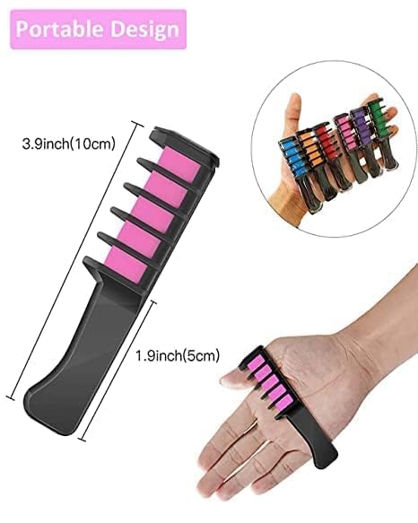 LOBE MIRACLE Hair Chalk Comb - 12 Pack Temporary Hair Color for Girls, Kids & Women | Washable & Non-Damaging | Perfect for Parties, Halloween & Costume Events