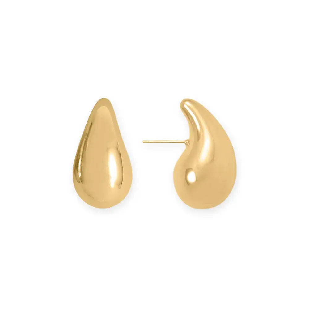 14K Gold Plated Sterling Silver Hollow Raindrop Earrings for Women - Elegant Dangle Drop Earrings for Party, Wedding & Everyday Wear