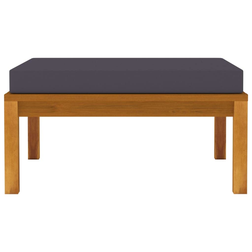 Premium Acacia Wood Footrest with Dark Gray Cushion - Durable Outdoor Patio Furniture for Garden, Balcony & Deck - Comfortable & Stylish Lounge Accessory for Relaxing, Reading & Sunbathing