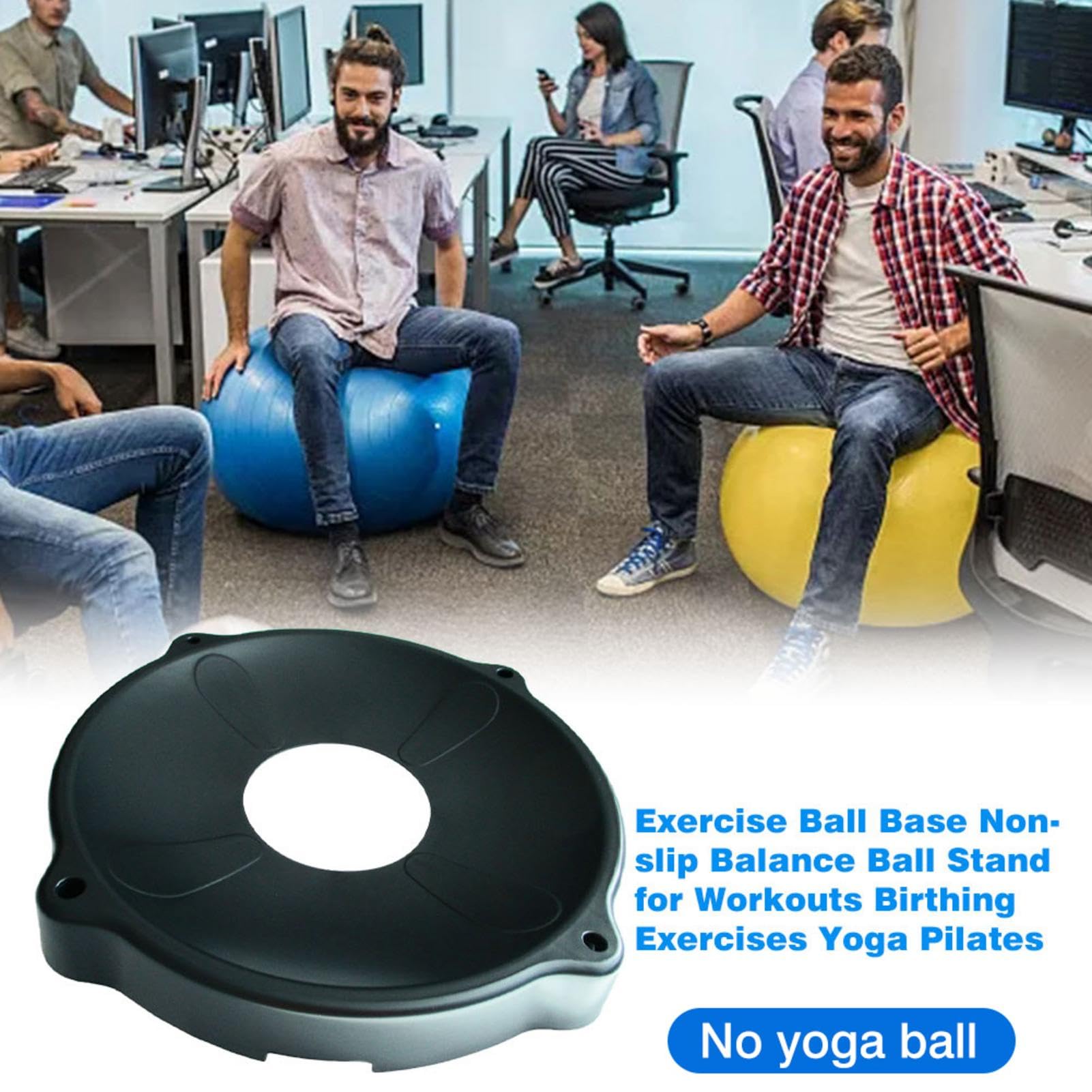 Non-Slip 1/2 Exercise Ball Base - Stability Support for Yoga & Balance Balls | Office Chair Workout Accessory for Home Gym, Yoga Studio & Office Fitness