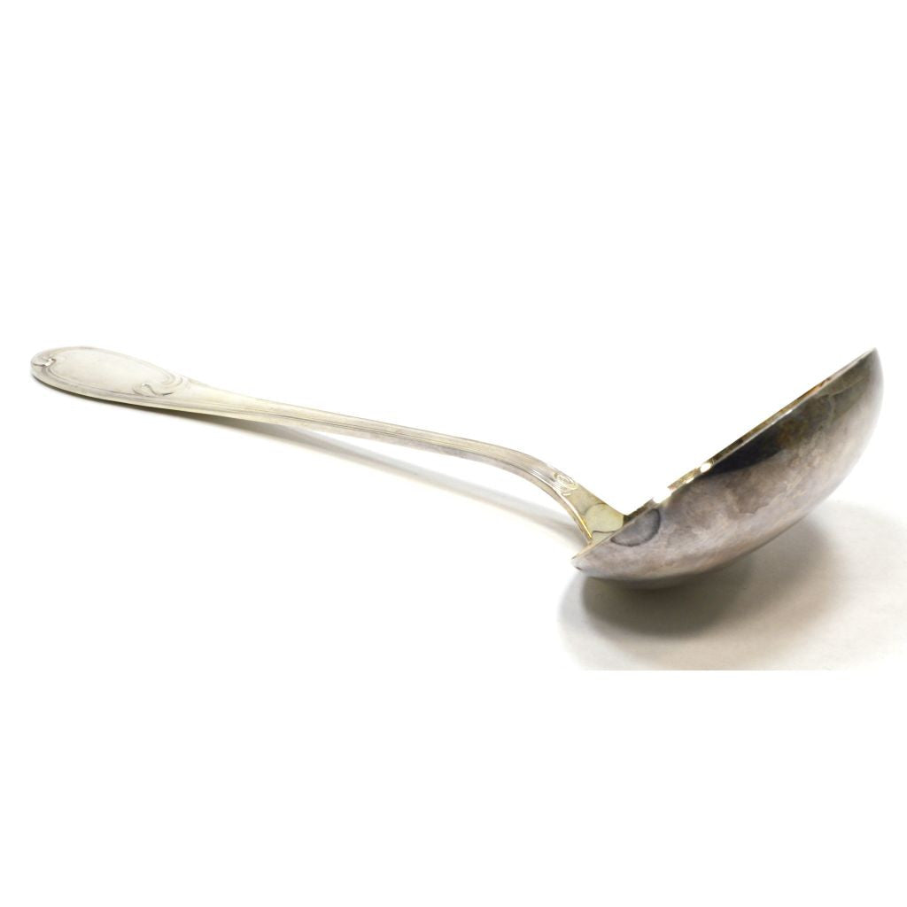 Vintage ERCUIS Silver Plated French Soup Ladle with Wave Pattern - Elegant Serving for Fine Dining & Special Occasions