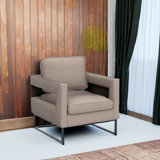 Modern Accent Chair Mid Century Armchair with Removable Cushion - Upholstered Lounge Chair for Living Room, Bedroom & Reception - Beige - Perfect for Relaxing, Reading or Adding Stylish Seating to Any Space