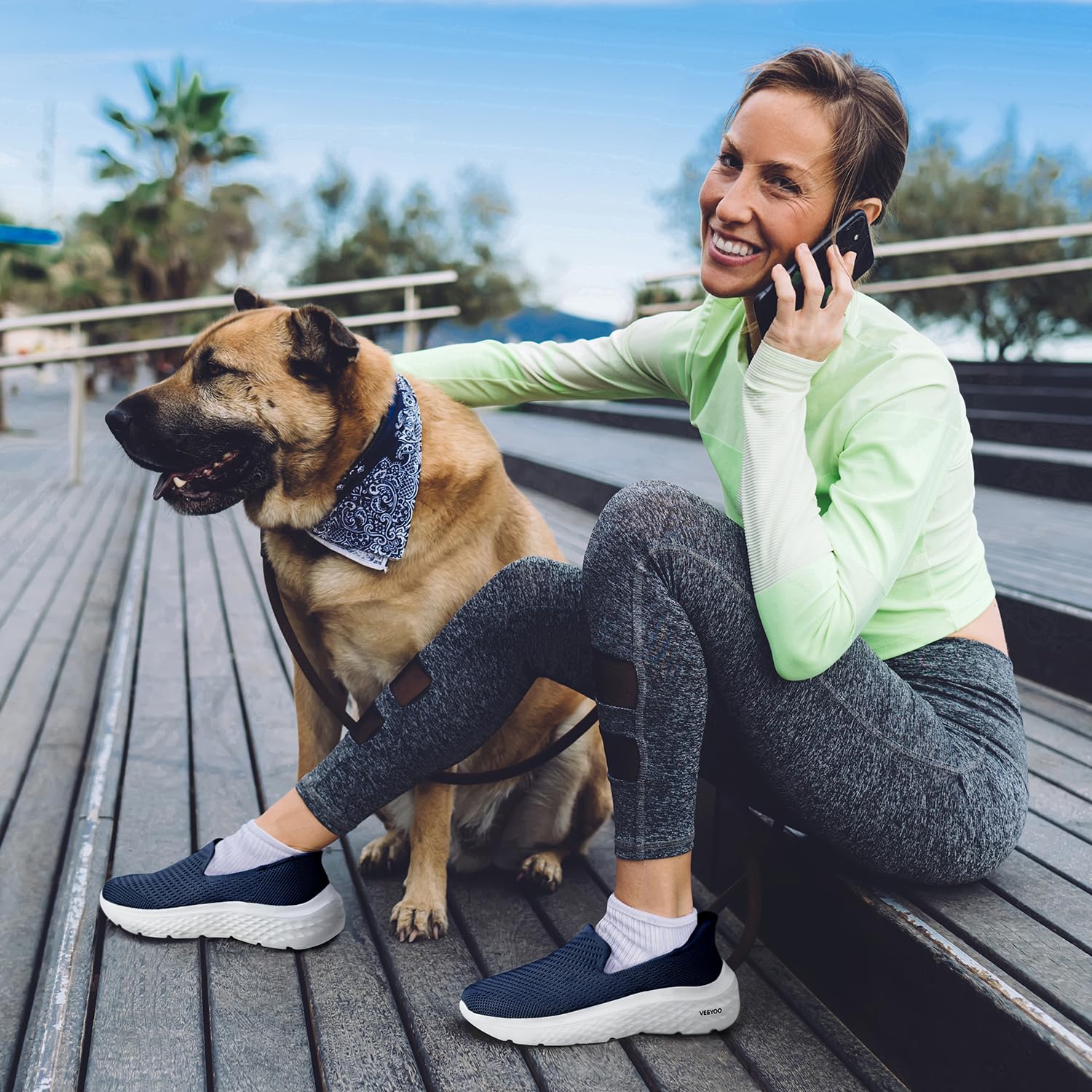 VEEYOO ZURIN Women's Slip-On Walking Shoes with Arch Support - Lightweight No-Lace Sneakers for Work, Travel & Casual Wear - Non-Slip Breathable Tennis Shoes for Walking, Running & Daily Activities