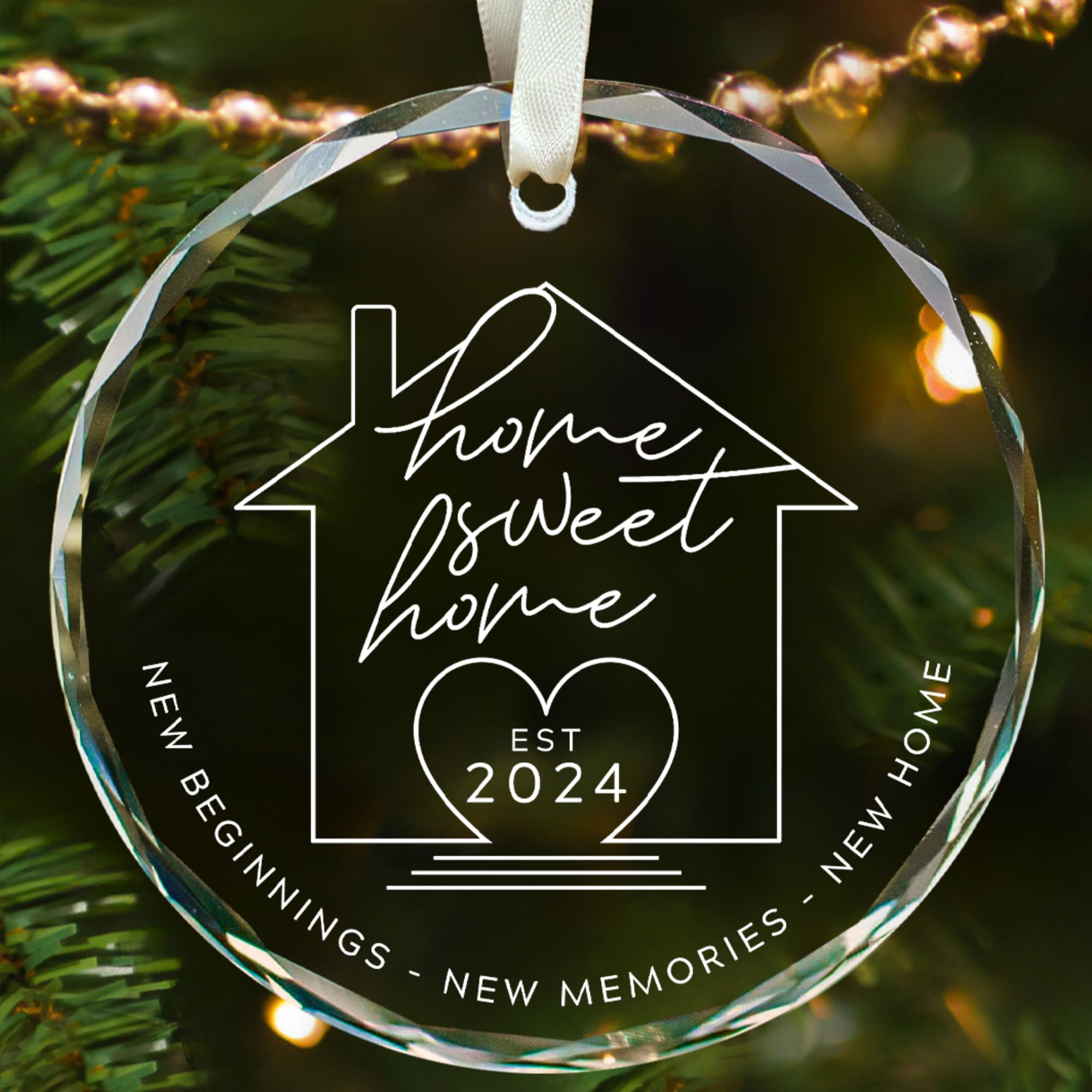 Housewarming Gifts for New Home Owners - Elegant Glass Christmas Ornament 2024 | Perfect Housewarming Gift for Women & New Home Decor | Ideal for Holiday Decorations & First Home Celebrations