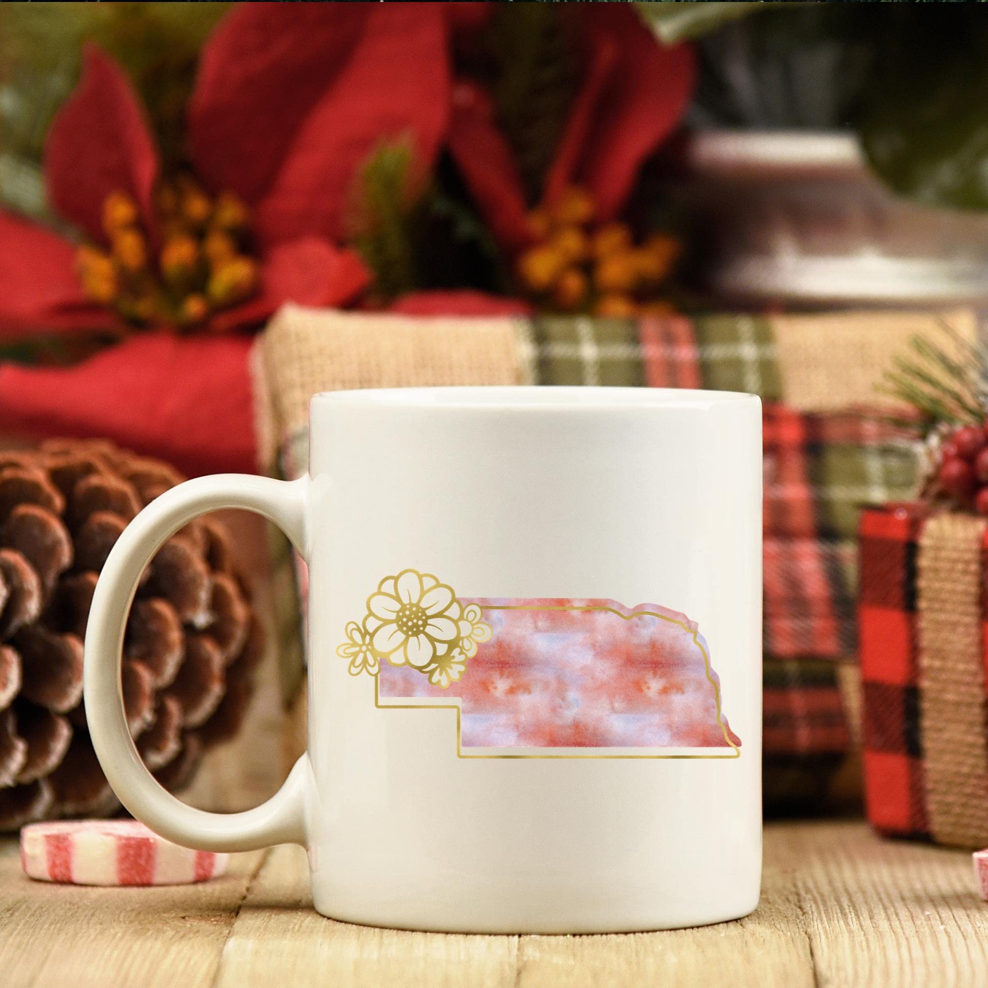 Uala Rogo Nebraska States Coffee Mug - 11oz Ceramic Travel Mug for Hot & Cold Drinks, Perfect Gift for Coffee Lovers, Office Use & Road Trips