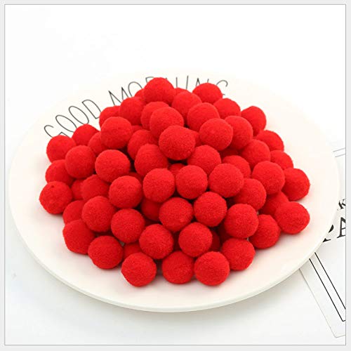 YYCRAFT 100pcs 1 Inch Soft Fluffy Pom Poms Balls - Premium DIY Craft Supplies for Scrapbooking, Knitting, Party Decorations & Home Decor (Red)