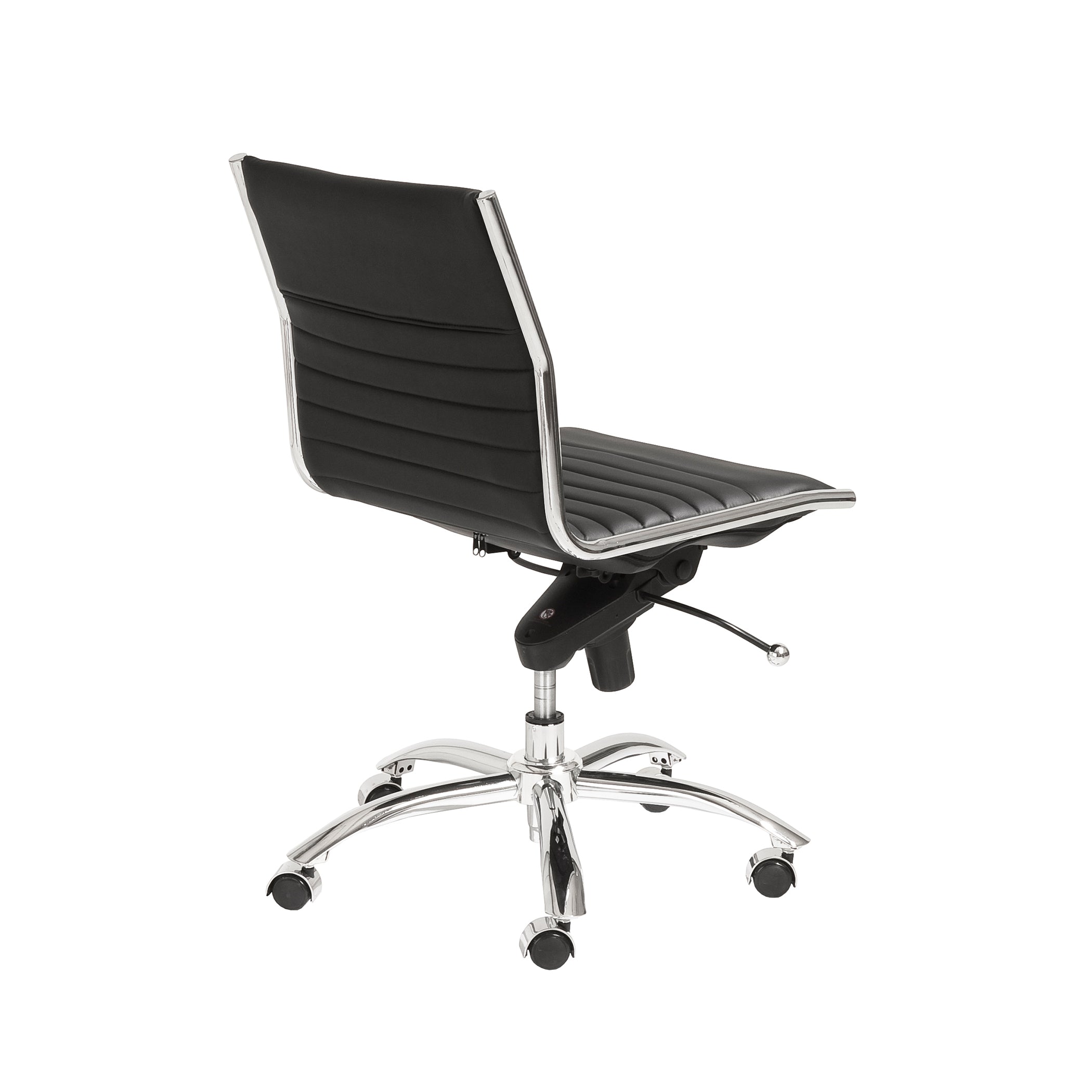 Euro Style Dirk Low Back Office Chair - Armless Ergonomic Design with Chrome Steel Base for Home, Office & Workspace Comfort