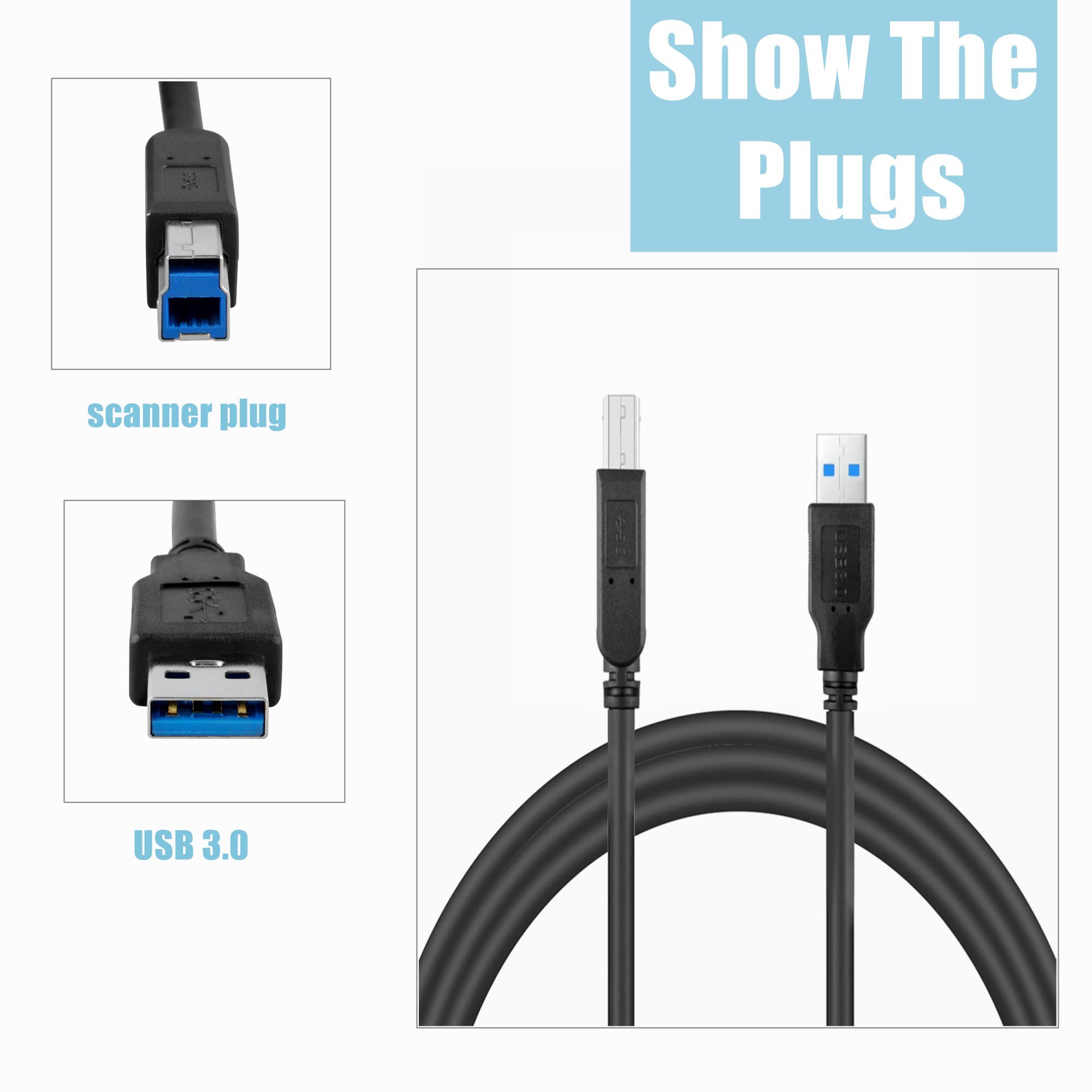 CJP-Geek 6ft USB 3.0 Printer Cable A to B Male Cord - Compatible with Lexmark & Epson Printers - Fast Data Transfer for Home & Office Use