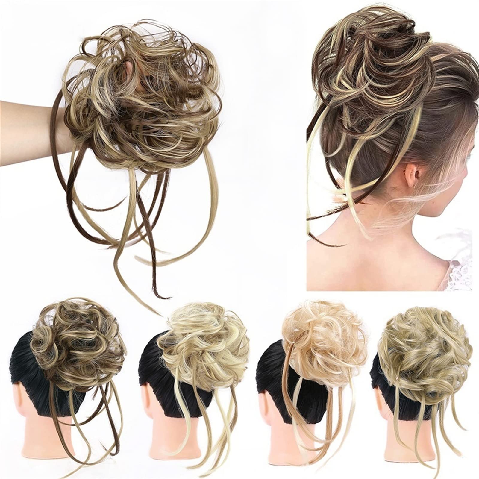 Messy Bun Hair Piece for Women - Synthetic Long Tousled Wavy Hair Bun Extensions | Ponytail Hairpieces with Elastic Band | Perfect for Chignon, Updos & Everyday Hairstyles