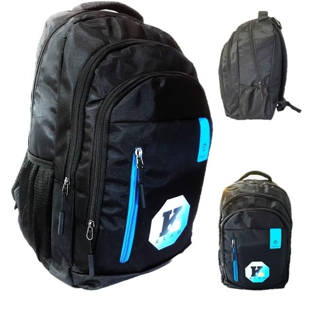 KLAM Unisex Waterproof 30L Laptop Backpack - Lightweight Polyester School, College & Office Bag with Document Compartment - Perfect for Travel, Work & Sports (17.5 Inch, Black) - Ideal for Commuting, Business Trips & Outdoor Activities