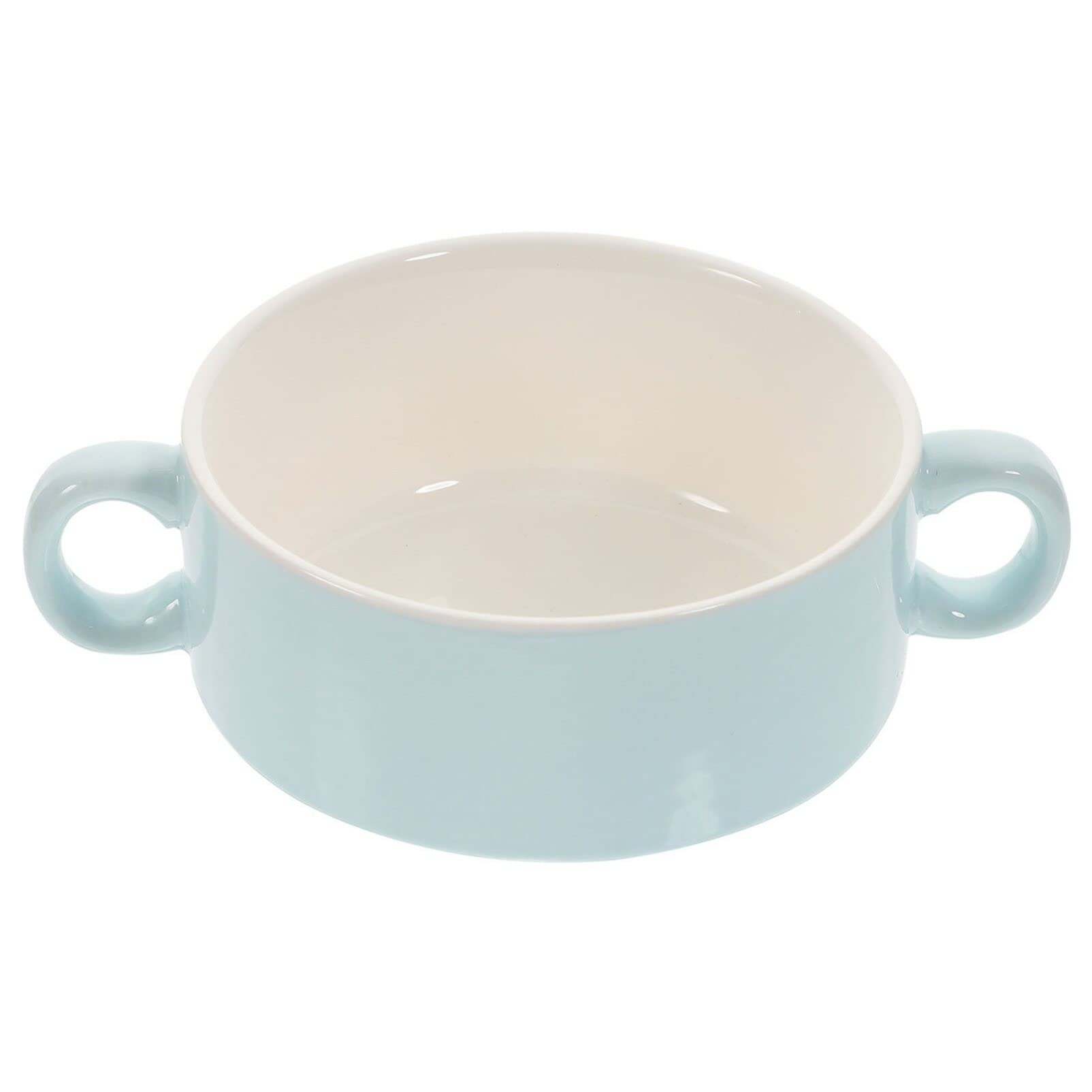 Premium Hemoton Double Handle Soup Bowl - Microwave & Dishwasher Safe Ceramic Serving Dish for Rice, Dessert, Pudding | Ideal for Restaurants, Home Kitchens & Entertaining