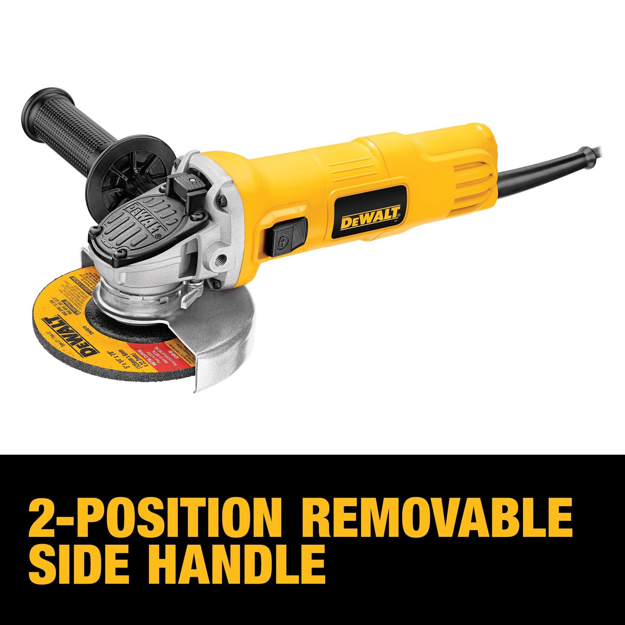 DEWALT DWE4011 4-1/2-Inch Angle Grinder with One-Touch Guard - Heavy Duty Metal Cutting, Grinding & Polishing Tool for Construction and DIY Projects