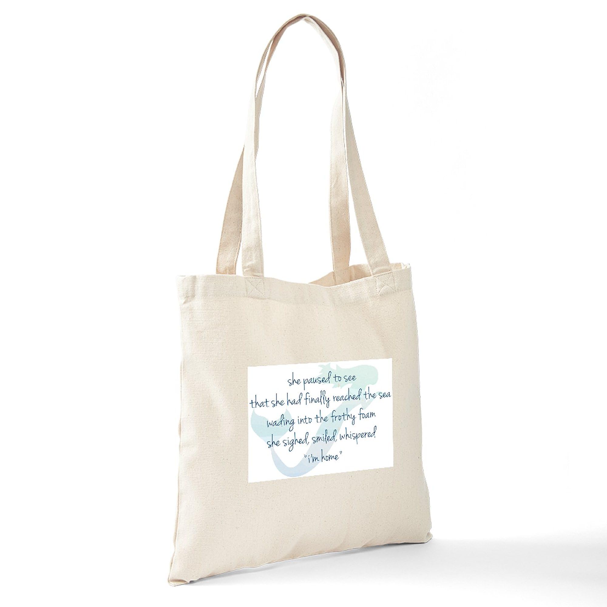 Mermaid Watercolor Tote Bag - Natural Canvas Reusable Shopping Bag for Beach, Grocery & Everyday Use | Eco-Friendly Cotton Tote