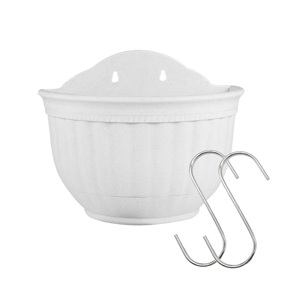 DOITOOL Semi-Circular Hanging Flower Pot - Plastic Wall Planter with Faux Leather Design for Indoor Plants, Perfect for Home Decor, Balcony & Office Spaces