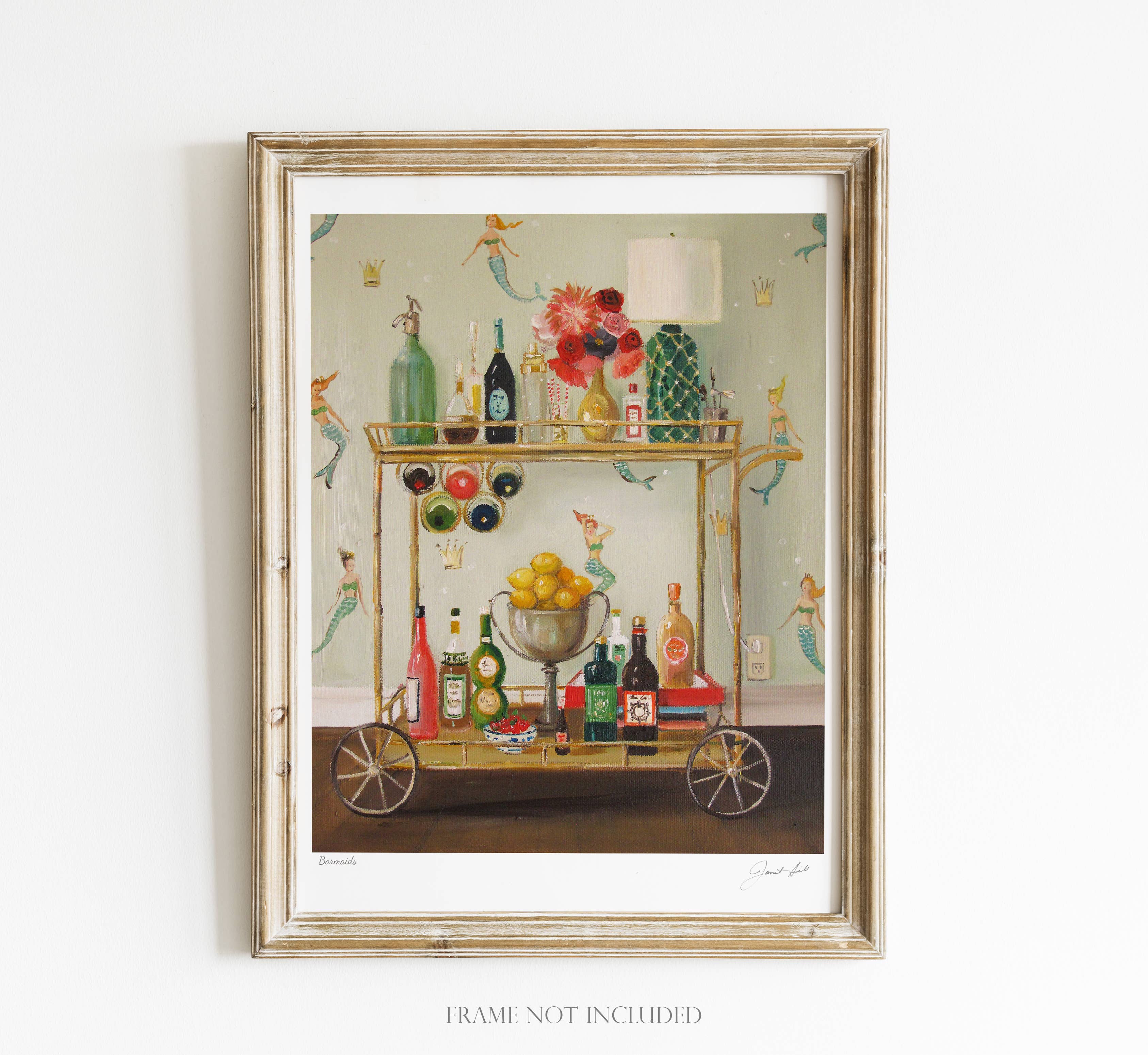 Janet Hill Barmaids Art Print - 8.5 x 11 Inch Vintage Style Wall Decor - Perfect for Home, Bar, Cafe & Office Decoration