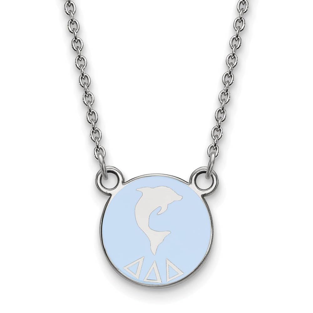 Delta Delta Delta Sterling Silver Enamel Pendant Necklace - 18 Inch Extra Small | Sorority Jewelry for Gifts & Special Occasions