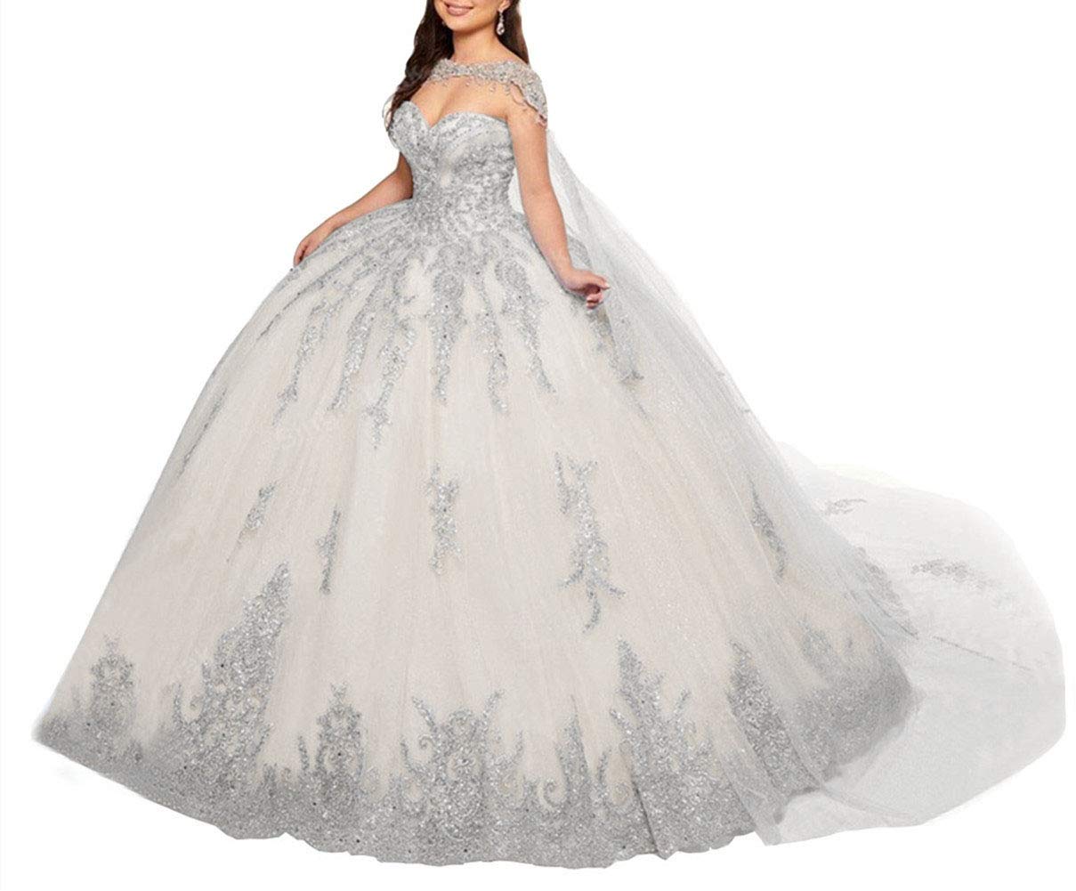 Emmani Women's Sweetheart Ball Gown Quinceanera Dress - Tulle Crystal Beaded Princess Sweet 16 Party Dress for Prom, Homecoming & Formal Events