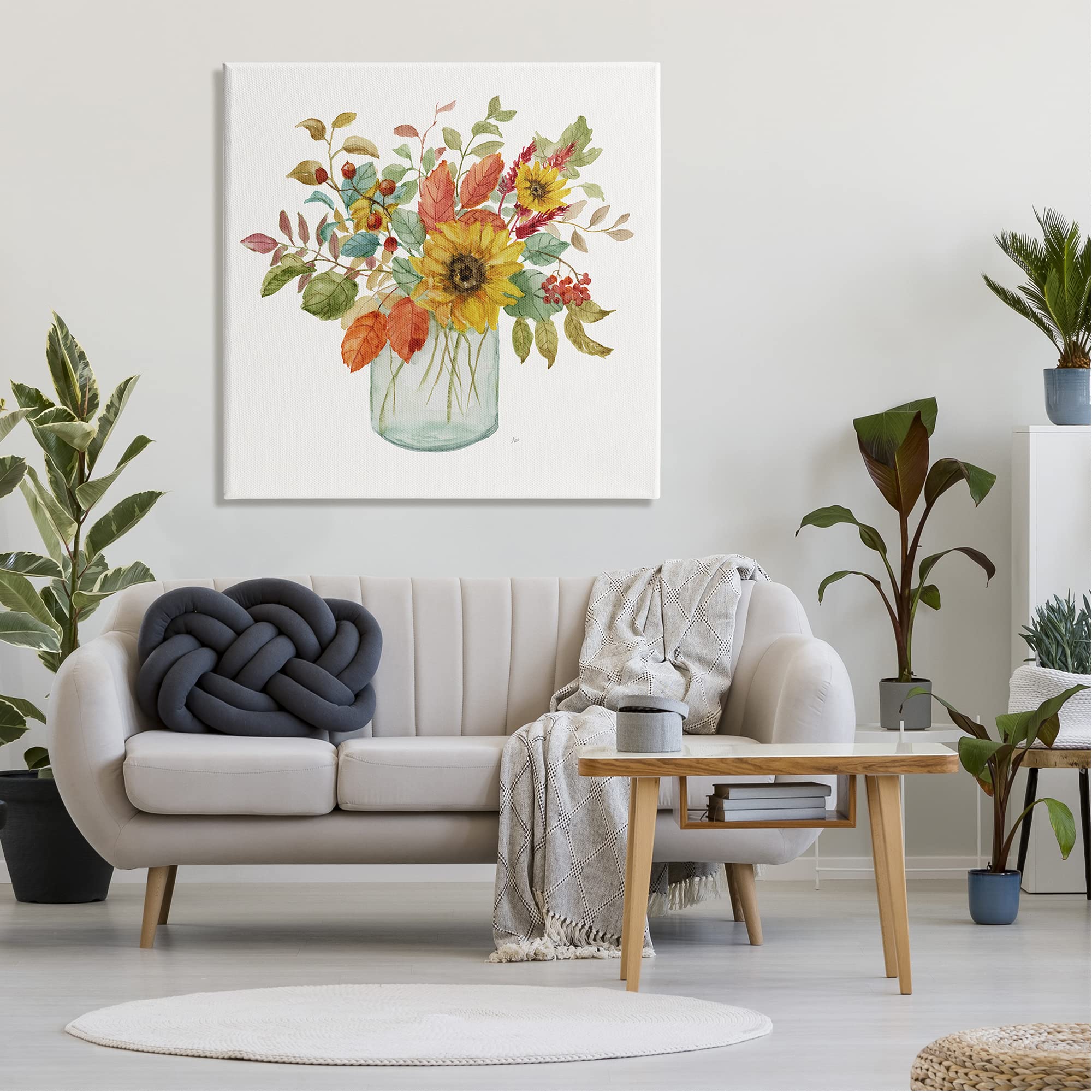 Stupell Industries Simple Country Botanicals Sunflower Vase - Handcrafted Floral Decor by Nan | Perfect for Farmhouse, Rustic & Country Home Decor