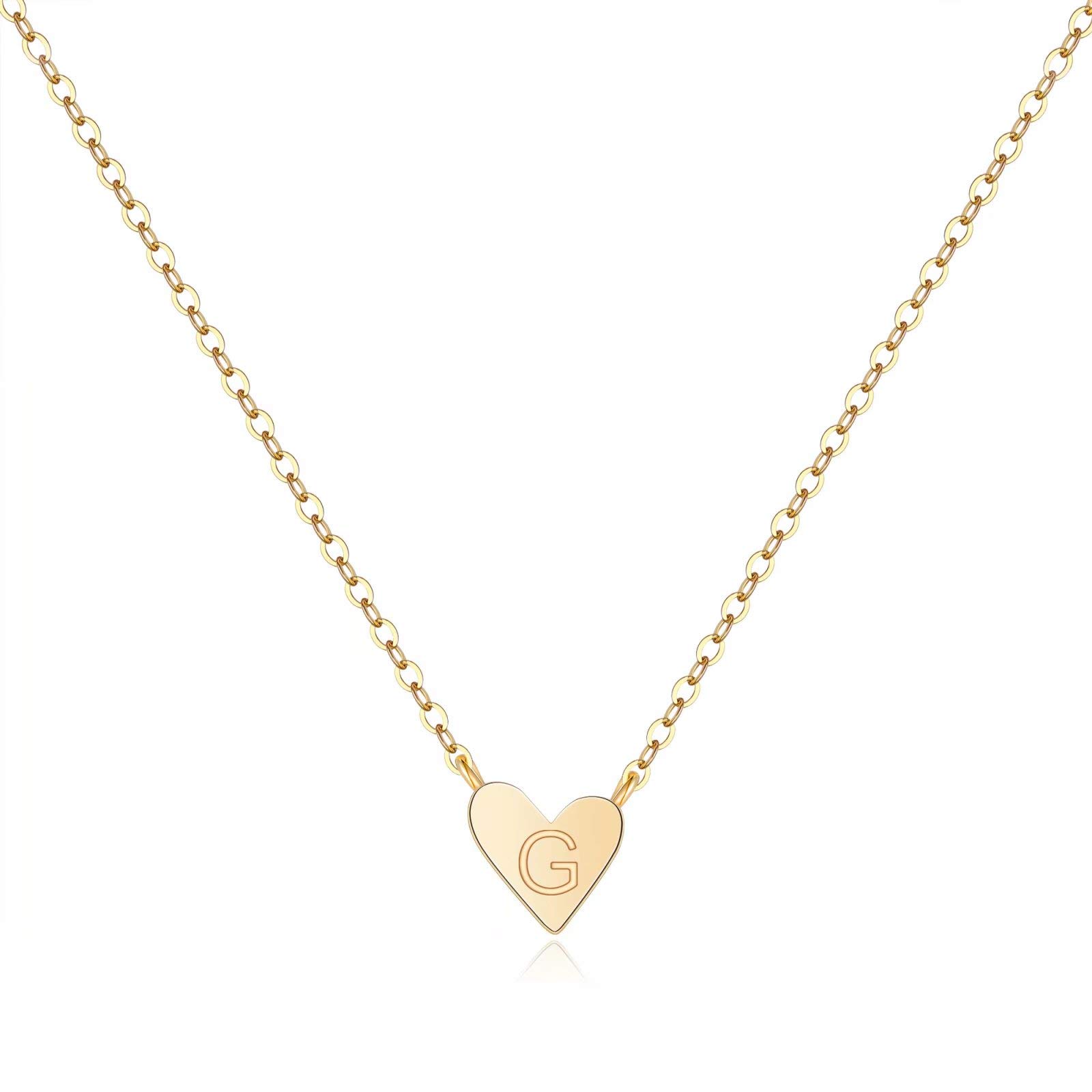 14K Gold Plated Tiny Gold G Initial Heart Necklace for Girls - Dainty Kids Jewelry, Toddler Alphabet Letter Necklace - Perfect for Birthdays, Gifts & Special Occasions