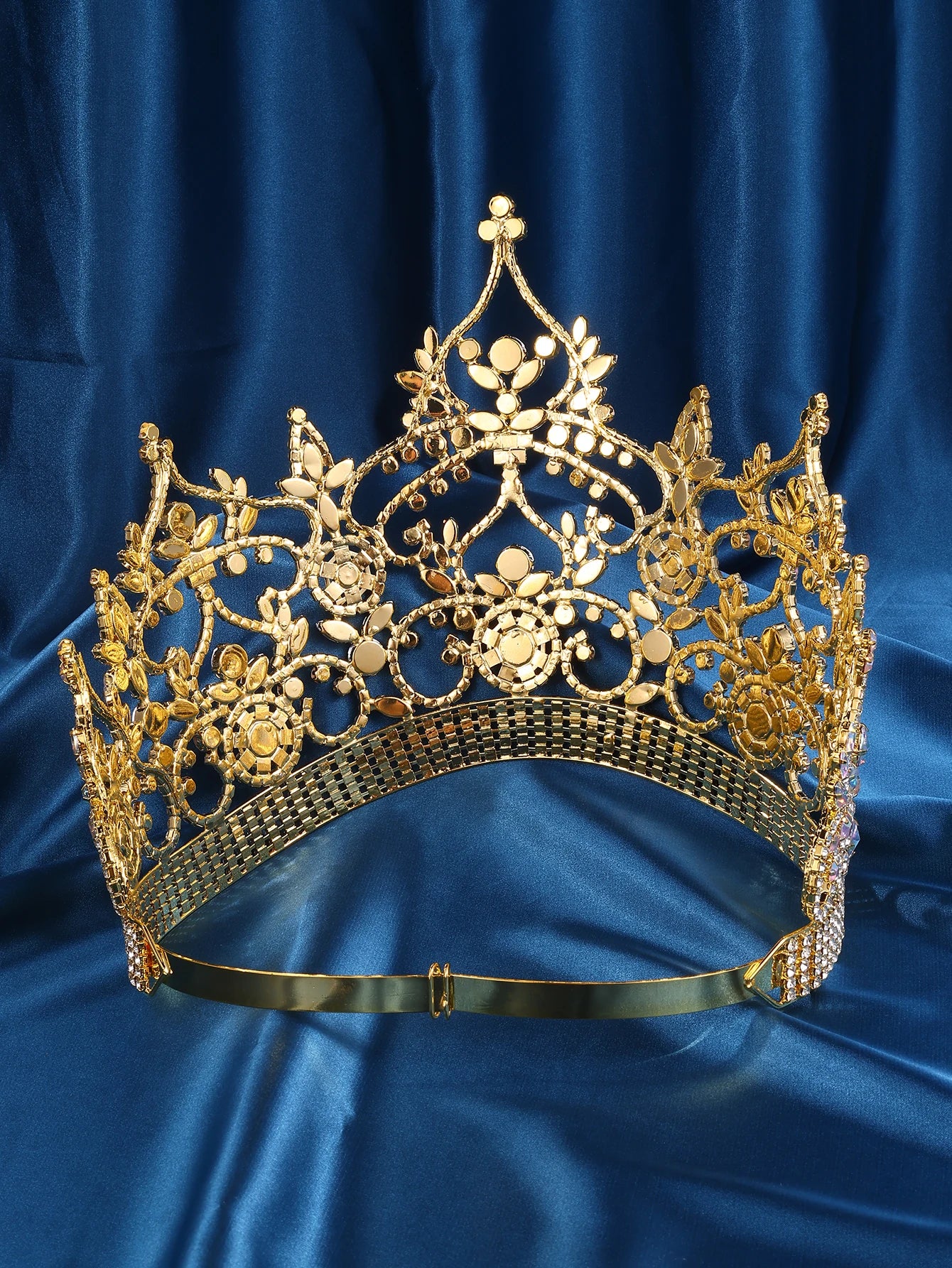 Imperial Aurora Pageant Crown - Gold Rhinestone Tiara with AB Stones for Beauty Queens, Pageants & Prom - Elegant Bridal Accessory for Weddings, Quinceañeras & Special Occasions