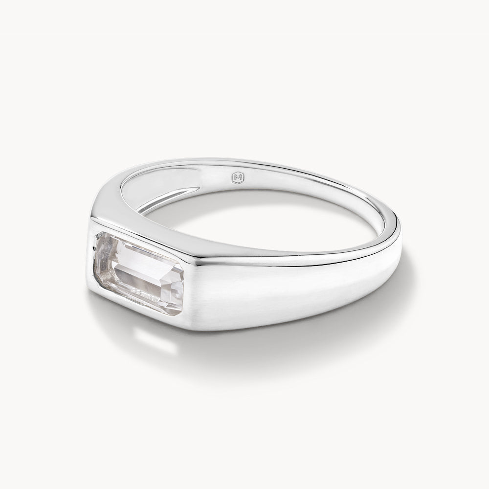 White Topaz Silver Signet Pinky Ring for Women - Elegant Jewelry Gift for Birthday, Anniversary & Special Occasions