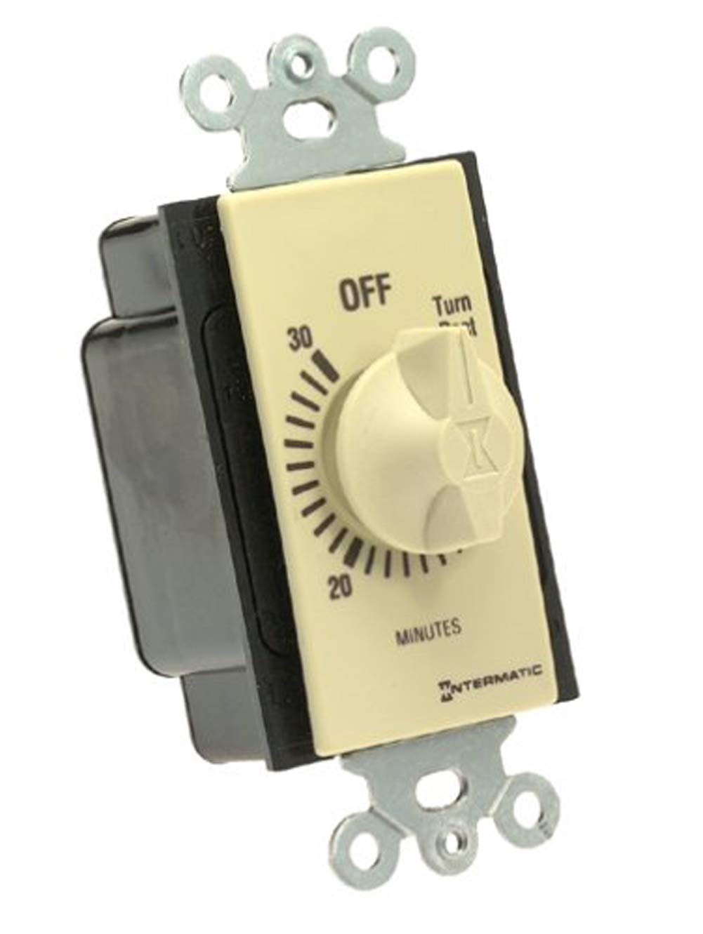 Intermatic FD30MC 30-Minute Spring-Loaded Wall Timer for Fans, Lights, and Appliances - Ivory - Perfect for Bathrooms, Bedrooms, and Energy Savings