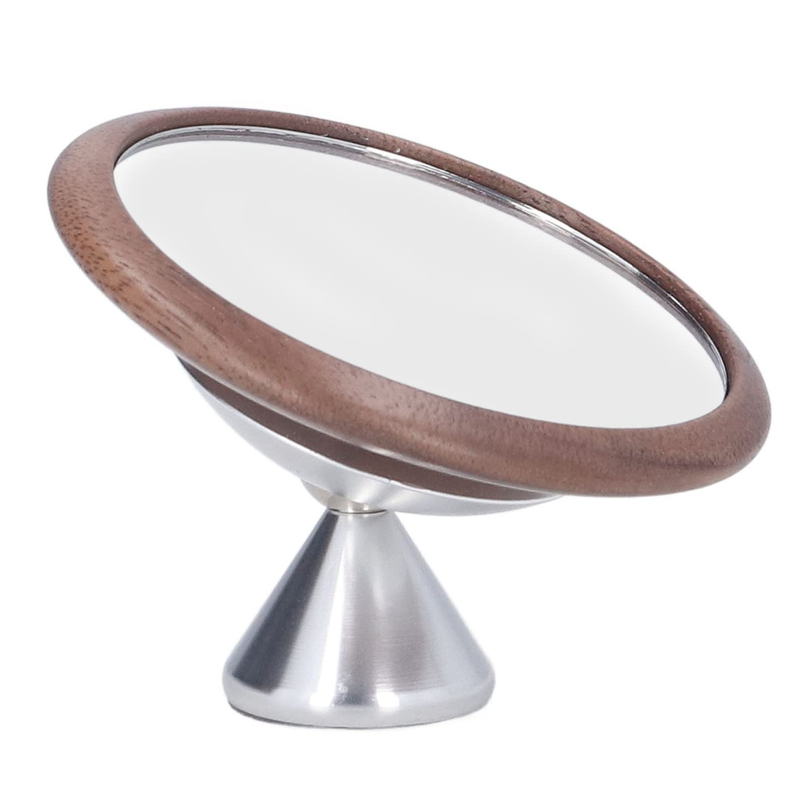 Premium Stainless Steel Coffee Mirror with Walnut Finish – Perfect for Baristas & Home Brewing – Ideal for Latte Art & Coffee Making Accessories
