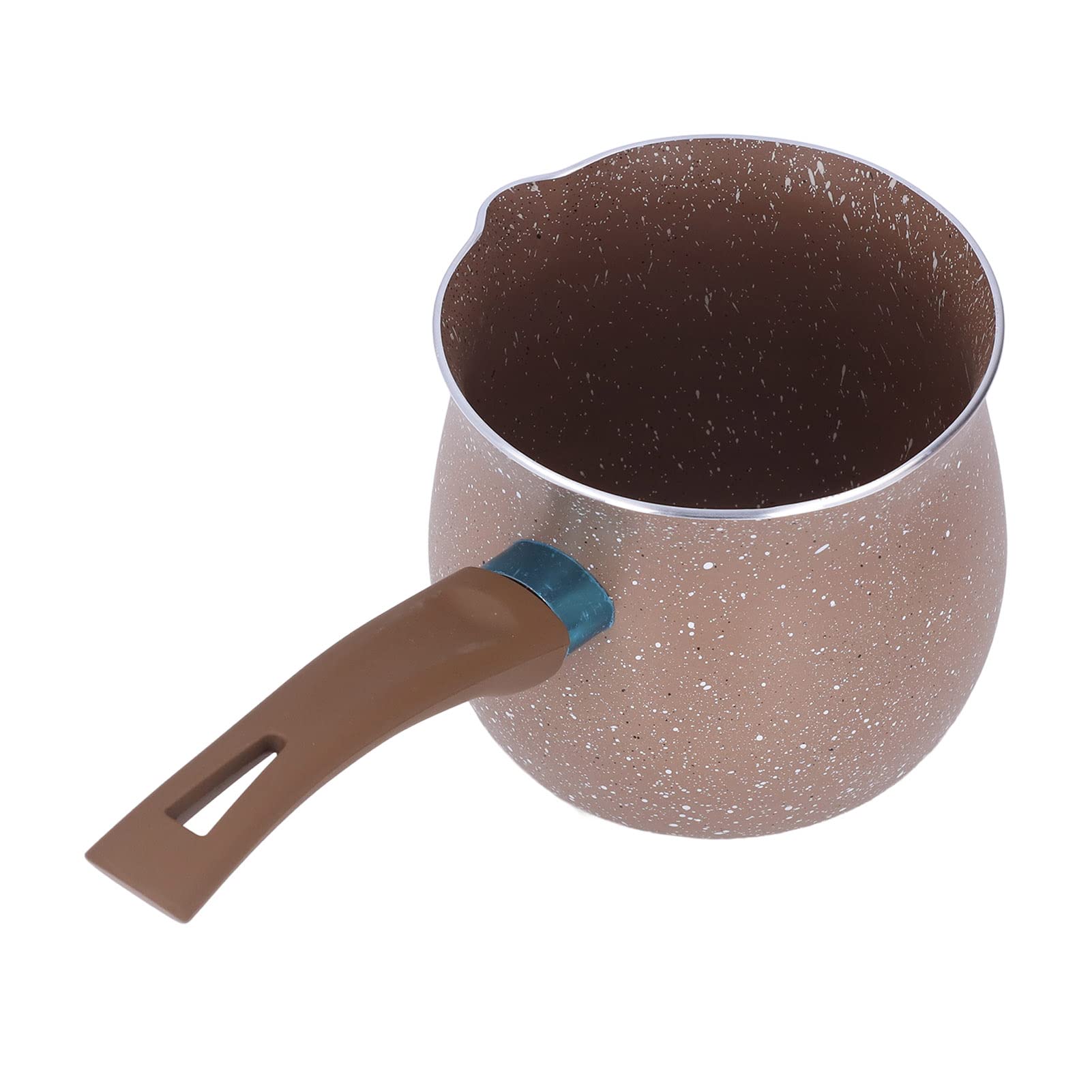 Non-Stick Milk Pan Mini Coffee Pot Saucepan - Lightweight Aluminum Alloy Cooking Pot with Stone Coating (Brown) - Perfect for Coffee Making, Milk Heating & Small Batch Cooking in Kitchens