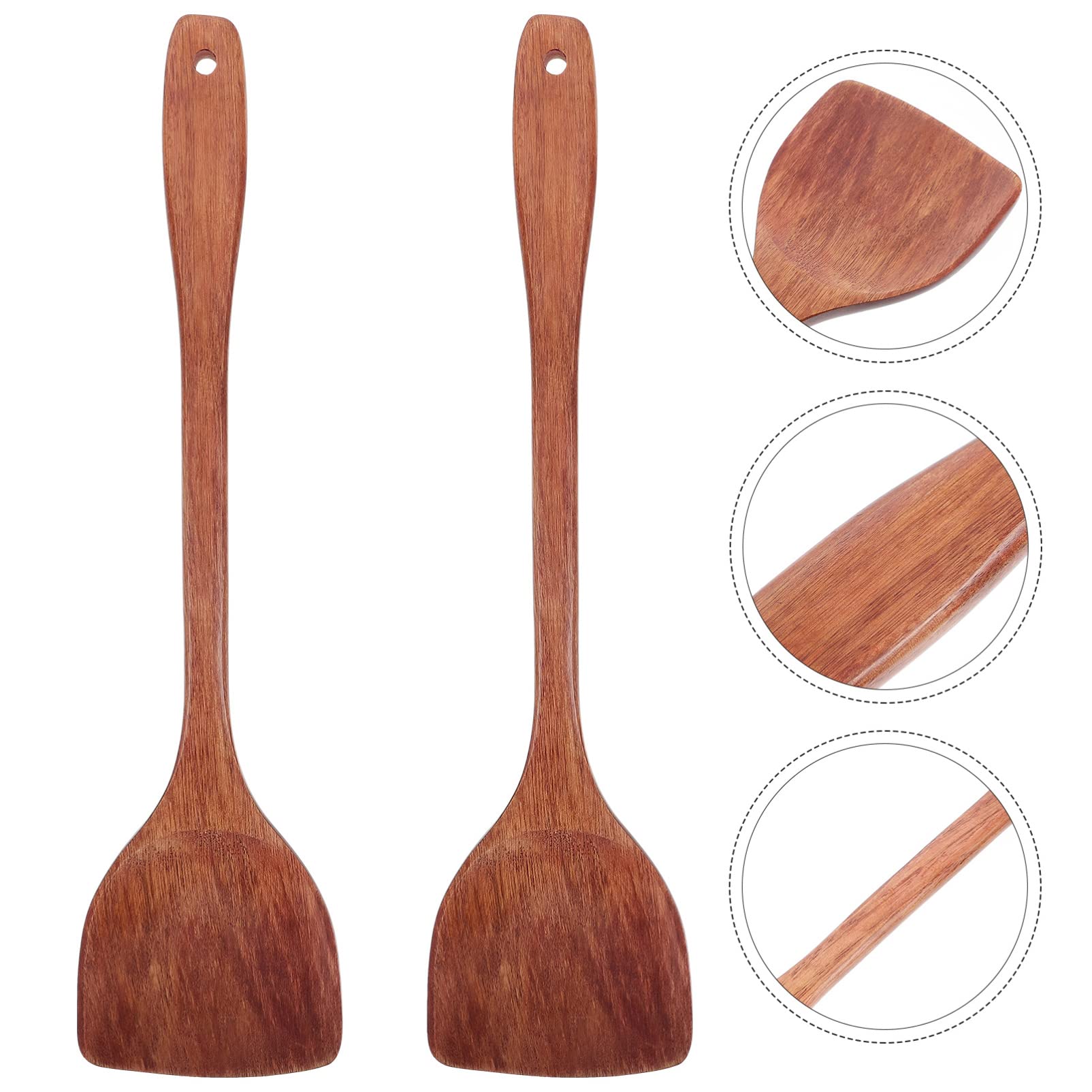 HEMOTON 2-Pack Wooden Spatula Set - Square Turner, Cooking Utensil, Kitchen Fish Spatula with Long Handle for Baking, Frying & Serving - Perfect for Non-Stick Pans & Everyday Cooking